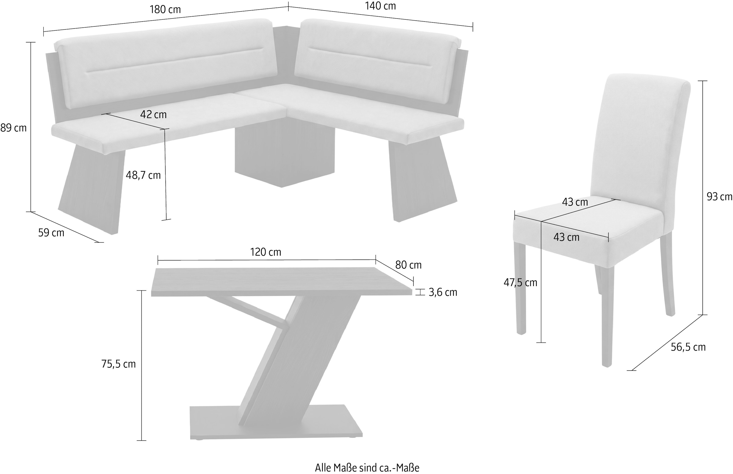 massivline&more Eckbankgruppe »Udine 1« Set, 4 tlg.
