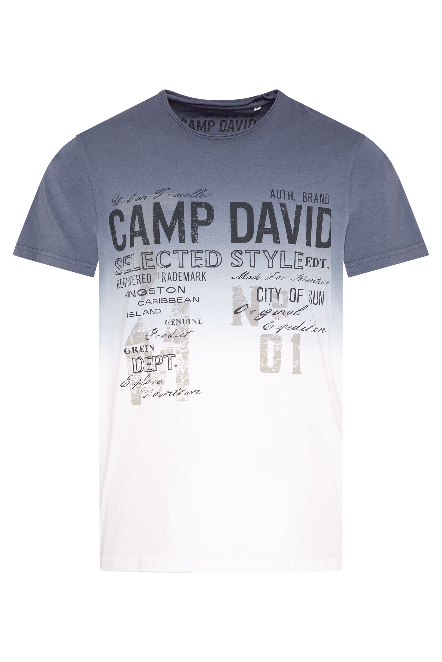 CAMP DAVID Rundhalsshirt, mit offener Kante am Ausschnitt