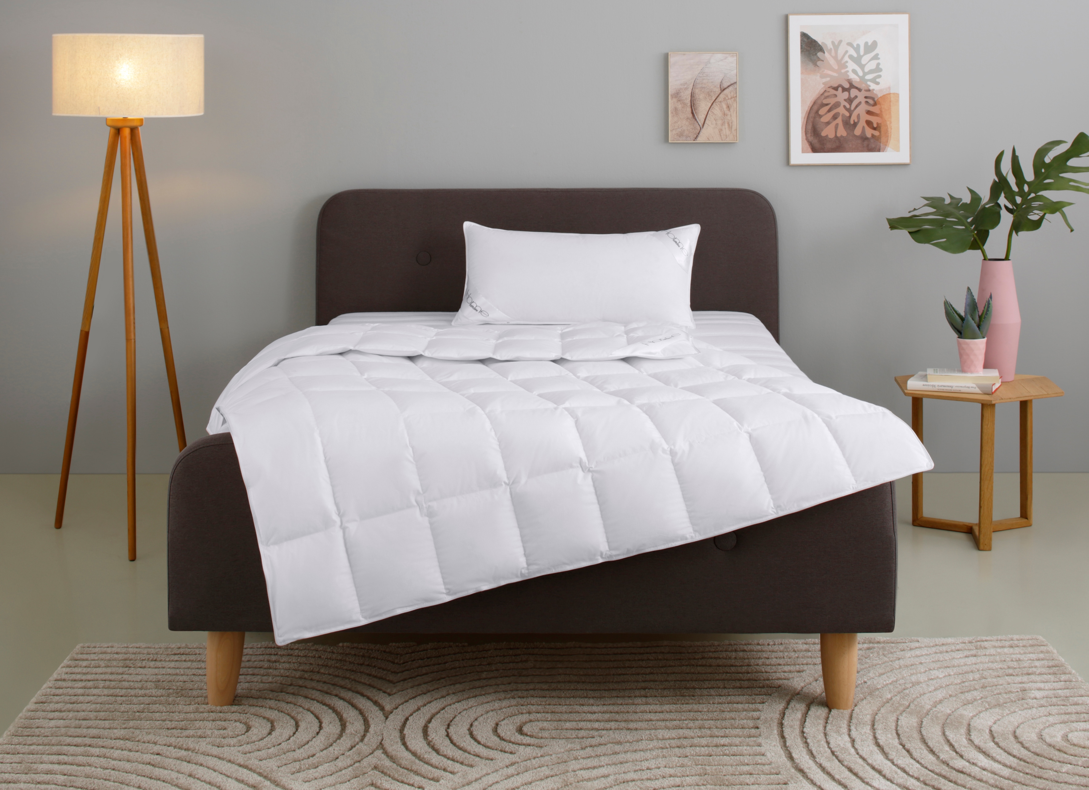 OTTO home Gänsedaunenbettdecke + Kopfkissen "Litrone Bettdecke 135x200 cm, 155 x220 cm" Set mit Kissen 40x80 cm, 80x80 cm, Frühling, Sommer, Herbst, Winter