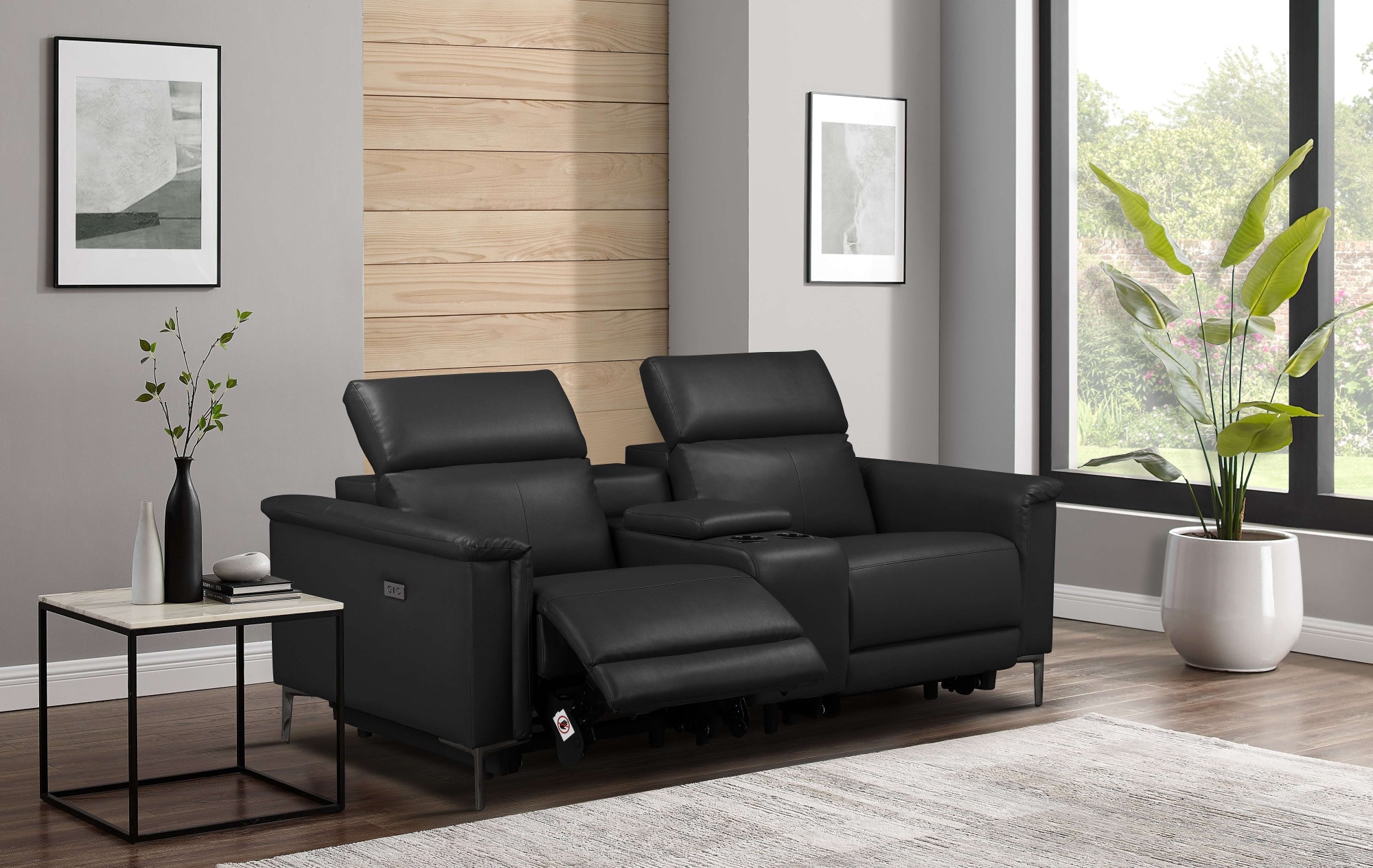 OTTO home 2-Sitzer "LUND,Lederoptik, Kinosofa, Relaxfunktion, TV-Sessel, man./elektrisch" elektri. mit USB-A, Kopfteilverstellung, Getränkehalter u. Staufach