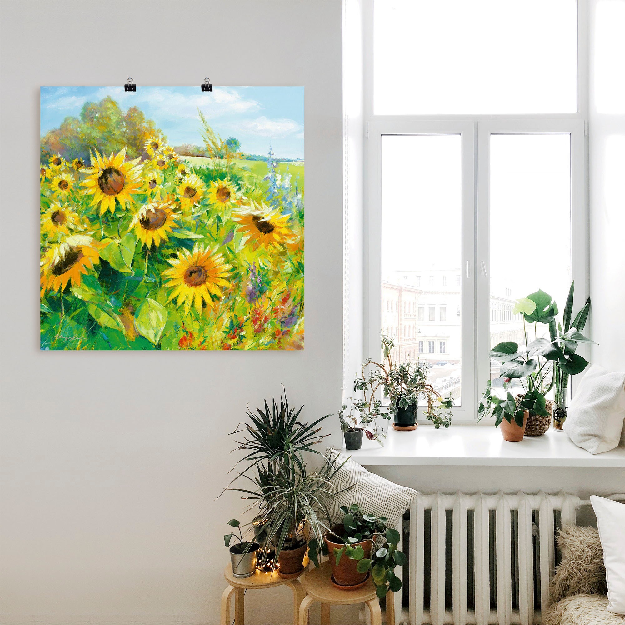 Artland Wandbild »Sommerwiese mit Sonnenblumen« Blumenwiese 1 Stk. tlg. als Leinwandbild, Poster in verschied. Größen