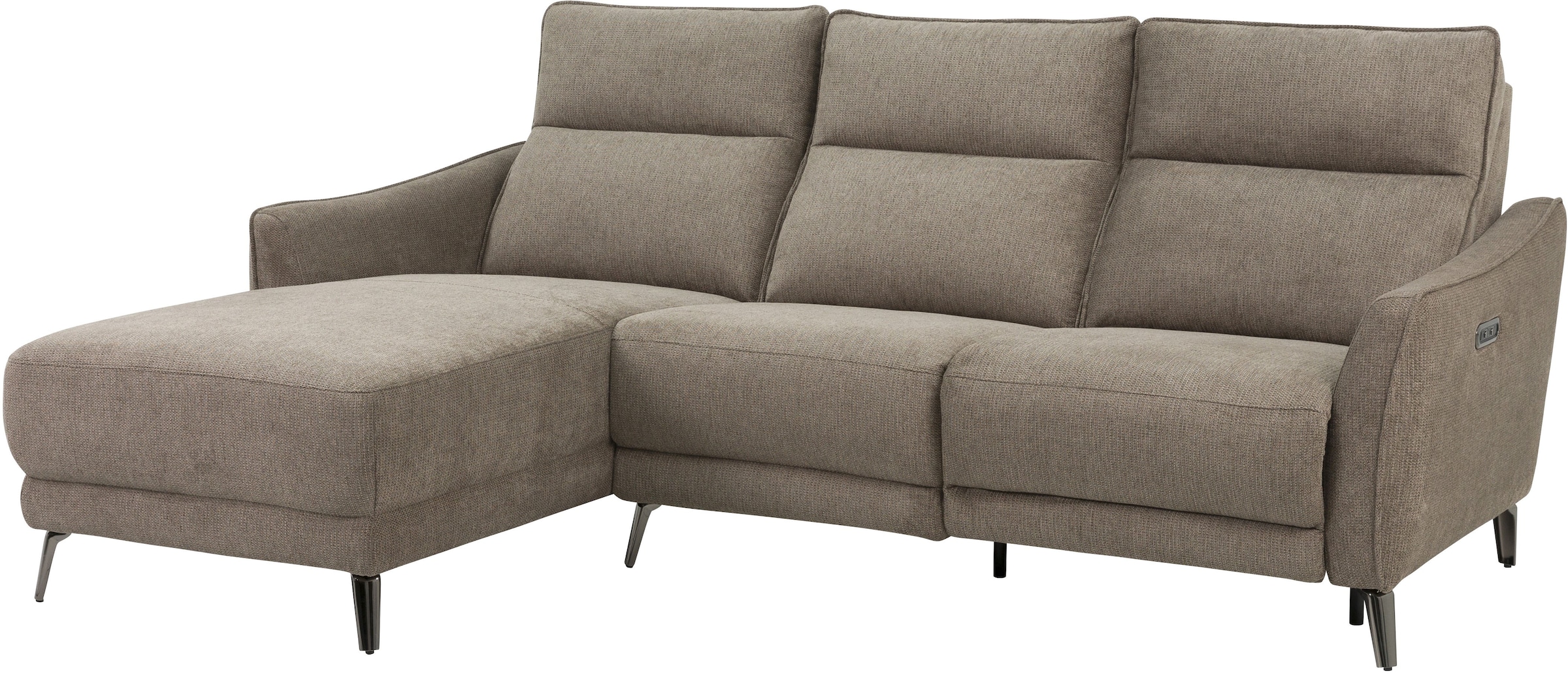 INOSIGN Ecksofa »TAYLER 3-Sitzer, L-Form (Breite 239cm), elektr. Relaxfunktion, USB A/C«, und Recamiere, Liegefunktion durch Recliner, Federkernpolsterung