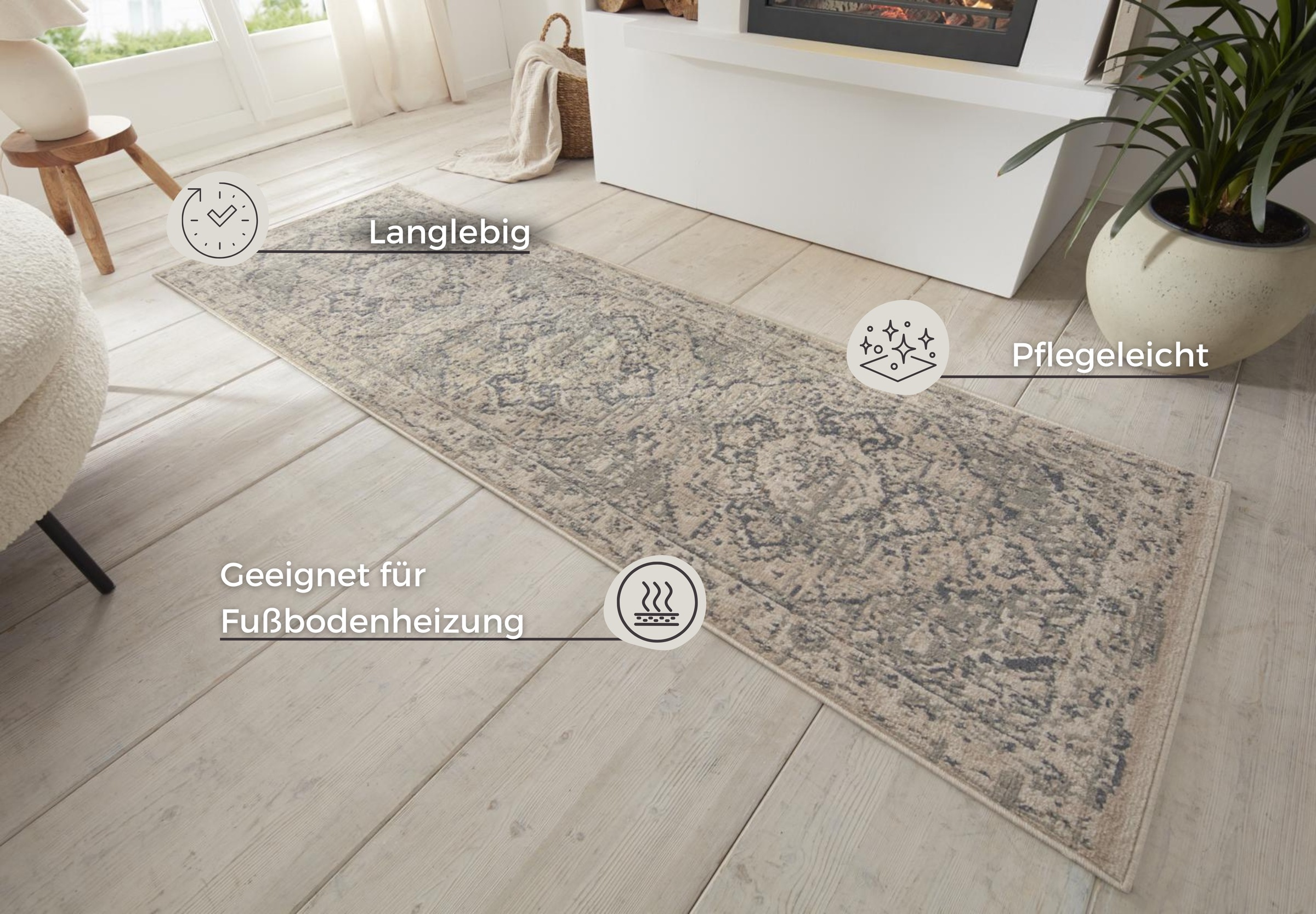 HANSE Home Teppich »Sand«, rechteckig, 8 mm Höhe, Kurzflor, Läufer, Orient, Vintage, Wohnzimmer, Schlafzimmer, Esszimmer