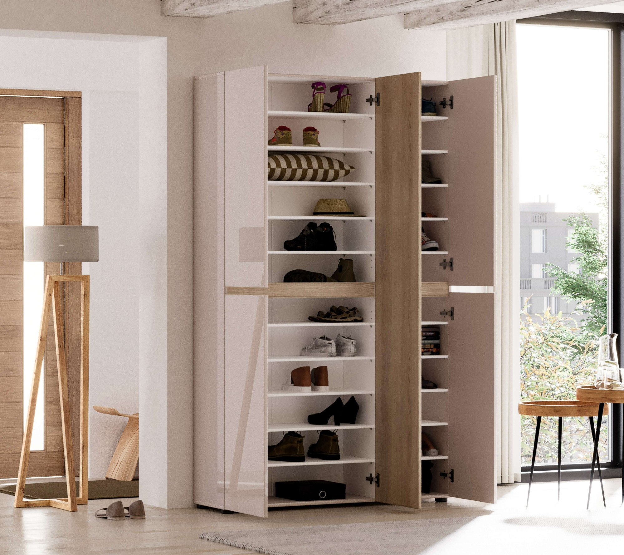 INOSIGN Schuhschrank »LADY, Schuhkommode,Schuhmöbel,Schuhablage,Schuhregal« 20 Einlegeböden,24 Fächer,ca. 58 Paar Schuhe-Maße: B/T/H:120x34x200 cm