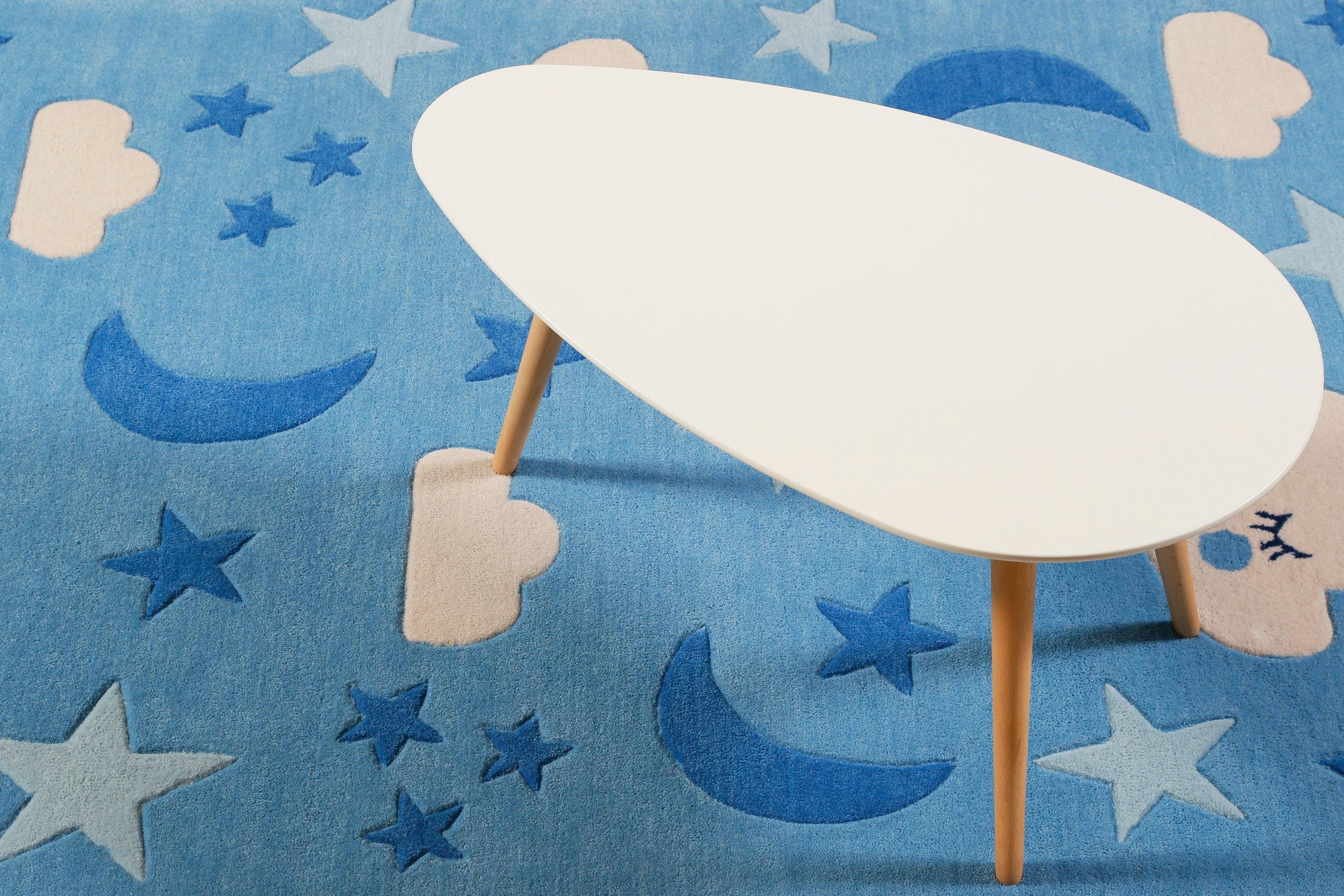 SMART KIDS Kinderteppich »LaLeLu«, rechteckig, 9 mm Höhe, Mond Sterne Wolken, Konturenschnitt