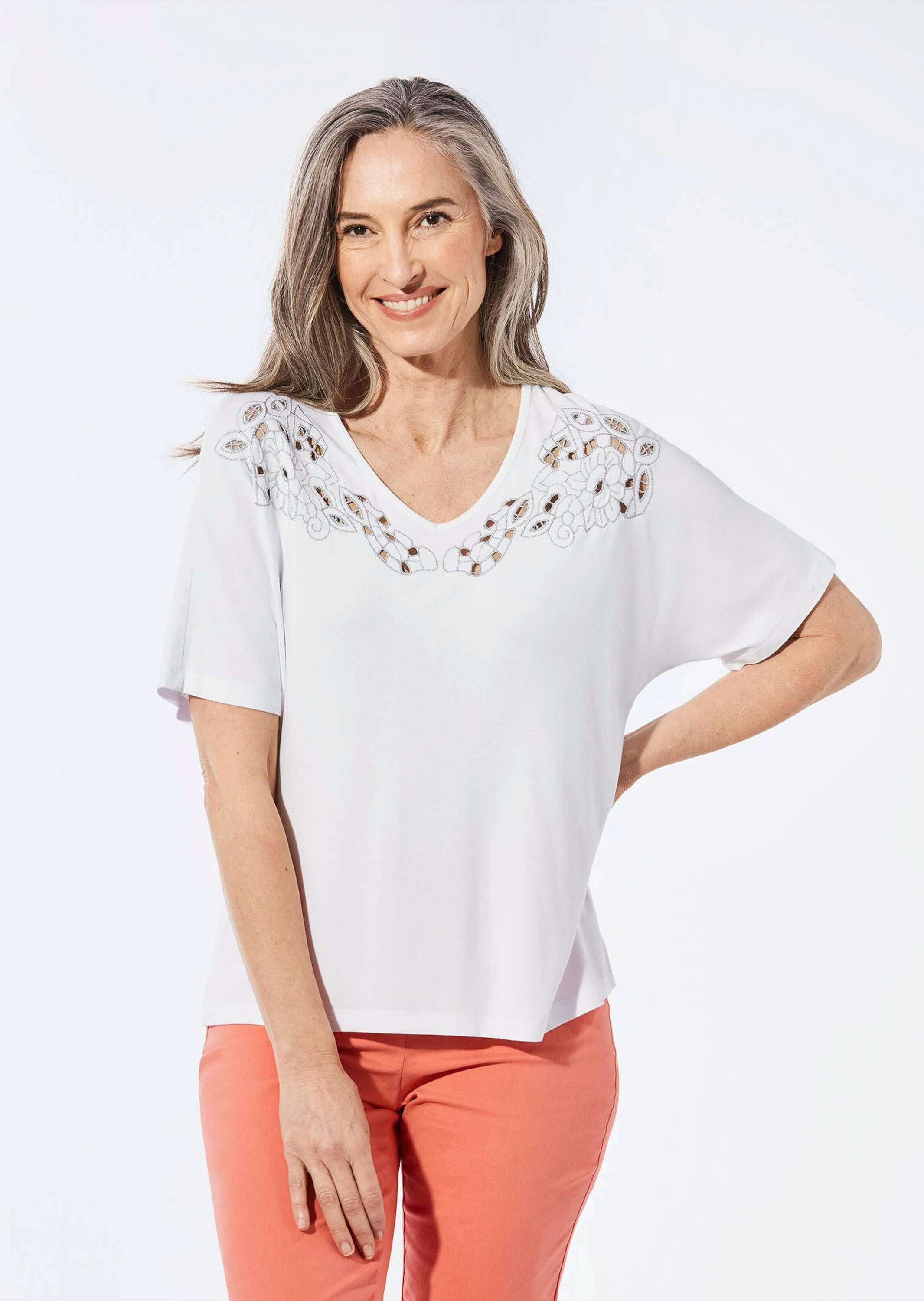GOLDNER Kurzarmshirt »Shirt Top mit V-Ausschnitt«