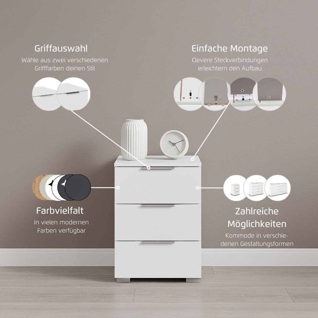 Thumbnail - OTTO home Nachtkommode "Nachttisch Nachtkonsole AGORDO in Dekor- oder Hochglanzfront" in zwei Griff-Farben, Breite 40 cm...