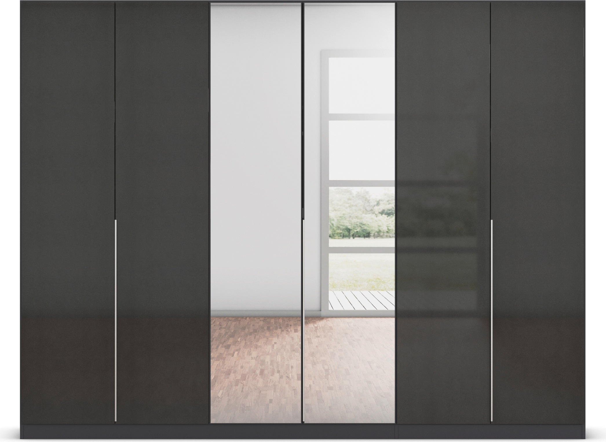 rauch Drehtürenschrank »Kleiderschrank Schrank Garderobe AGORDO mit Dekor- oder Hochglanzfront«, (in zwei Griff-Farben), durchdachte Innenausstattung, in 6 Breiten und 2 Höhen MADE IN GERMANY