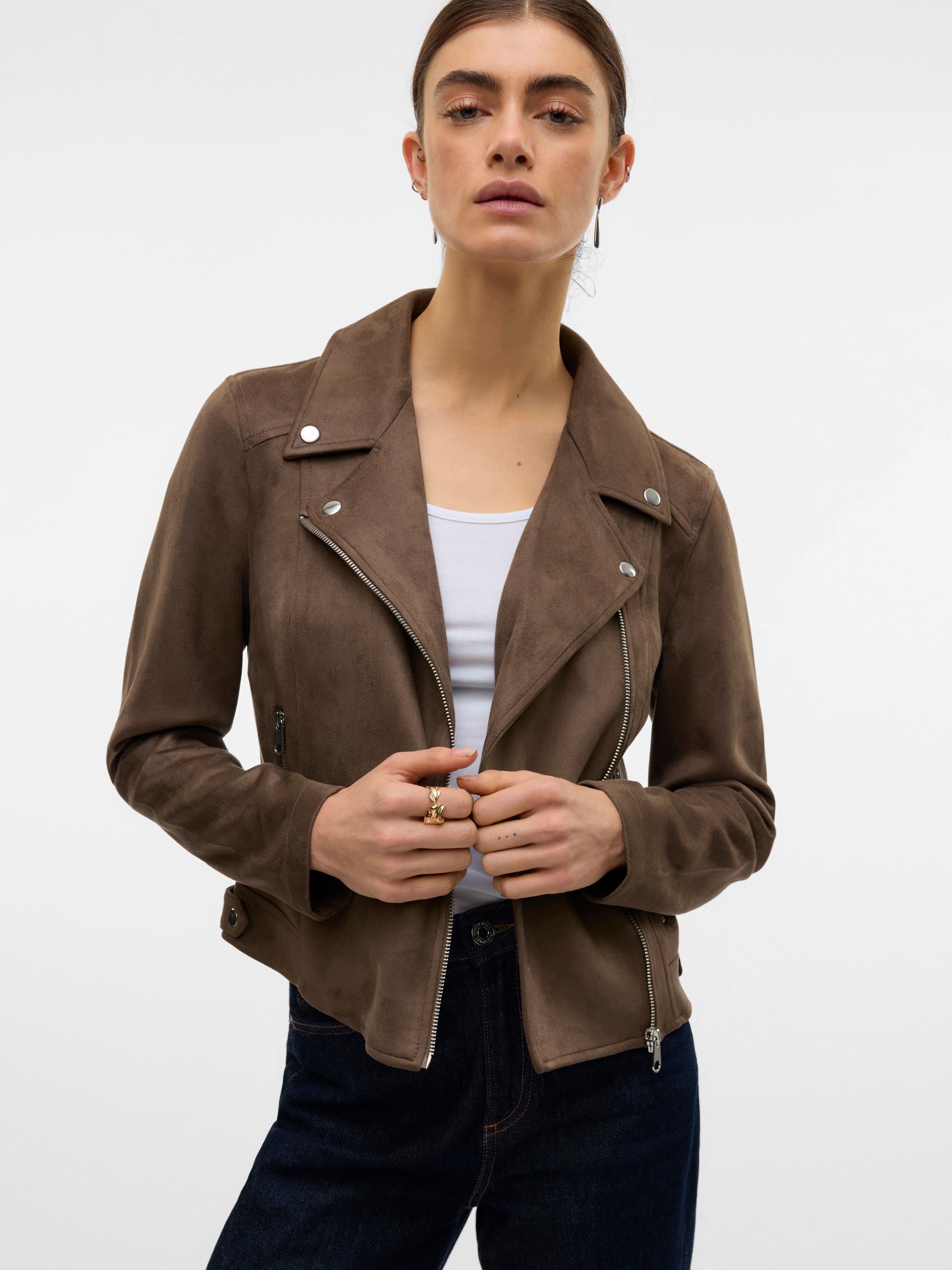 Vero Moda Bikerjacke "VMJOSE SHORT FAUX SUEDE JACKET GA NOOS" mit asymetris günstig online kaufen