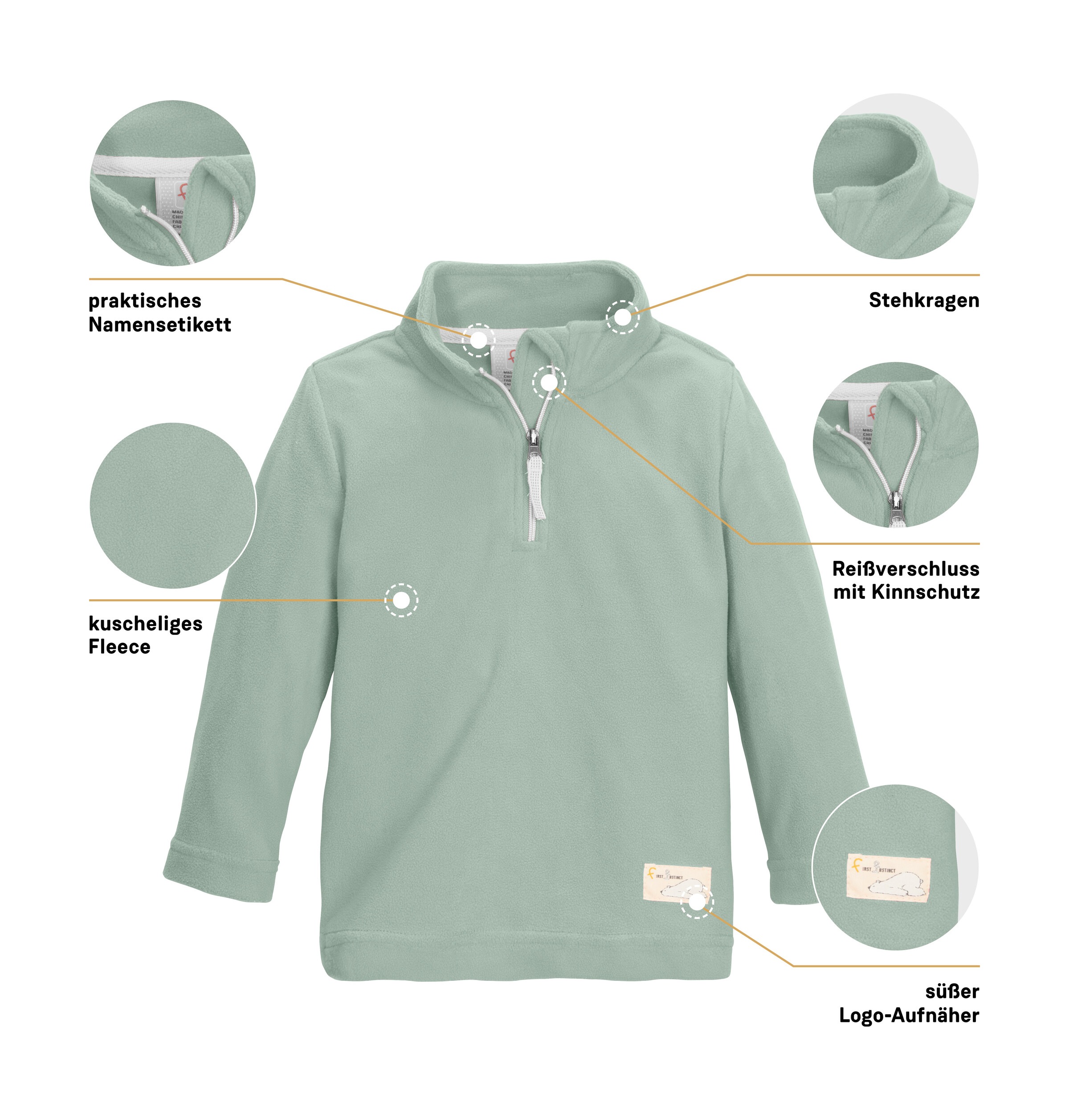 first instinct by killtec Fleecepullover »FISW 30 MNS FLC SHRT«, Fleeceshirt mit Kinnschutz, reflektierenden Details und Namensetikett
