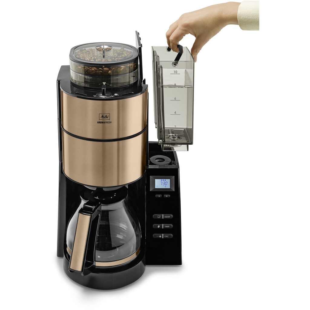 Melitta Kaffeemaschine mit Mahlwerk »AromaFresh Glas 1021-04«, 1,25 l Kaffeekanne, Papierfilter, 1x4