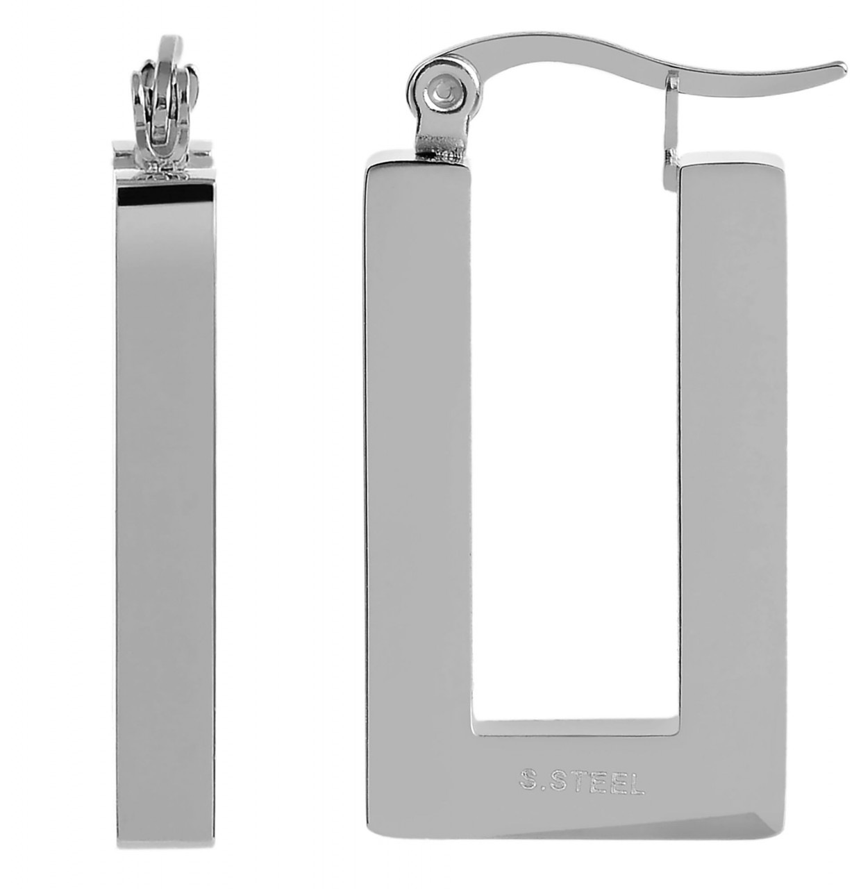 Paar Creolen ADELIA´S "Damen Creolen aus poliertem Edelstahl", silber, Ohrringe, Damen, Damen, Edelstahl 3