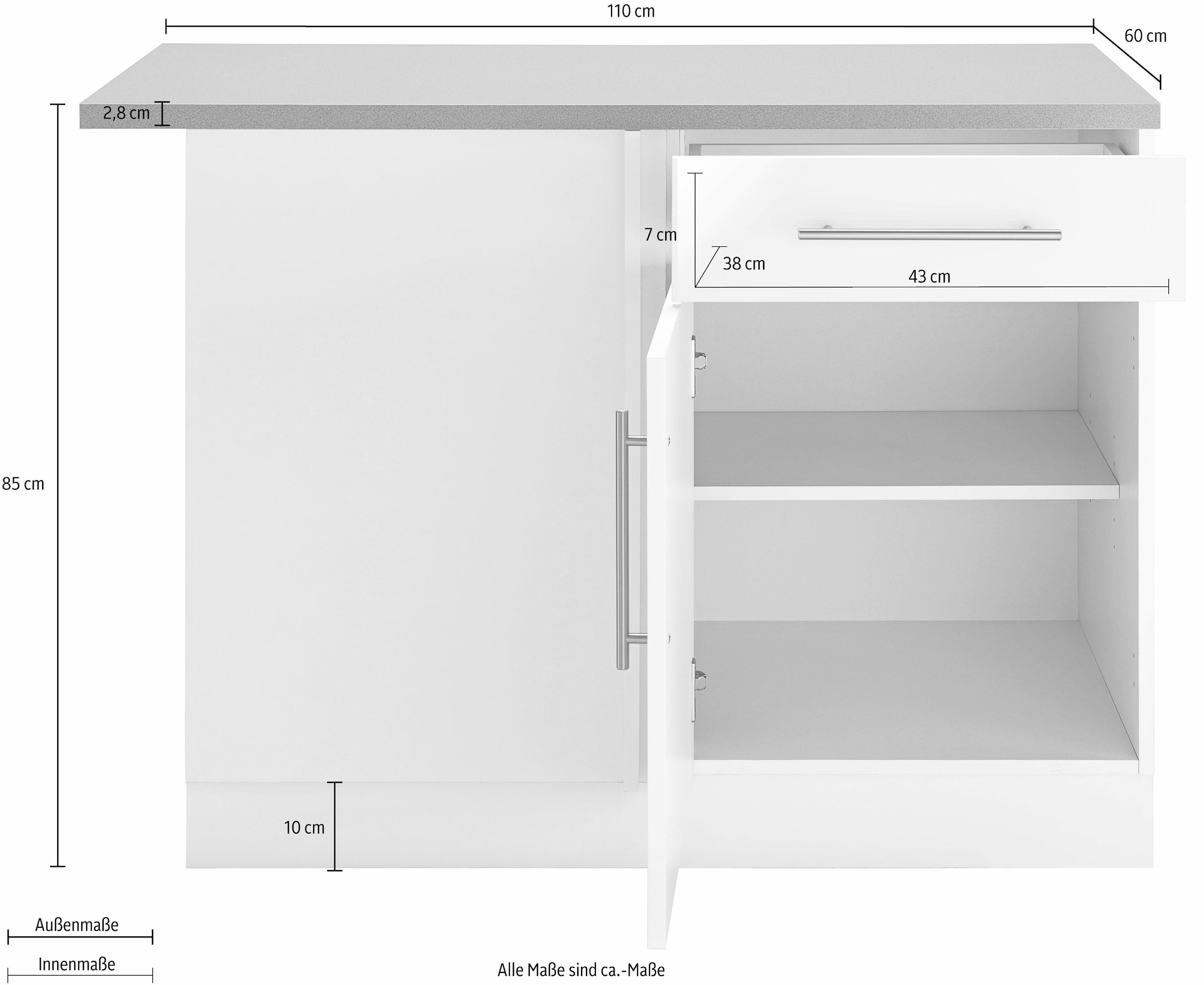 wiho Küchen Eckunterschrank »Cali«, 110 cm breit