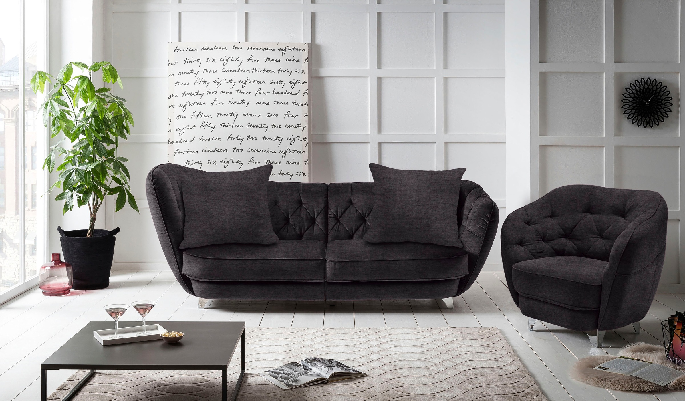 Leonique Big-Sofa »Retro«, stylischer Hochlehner
