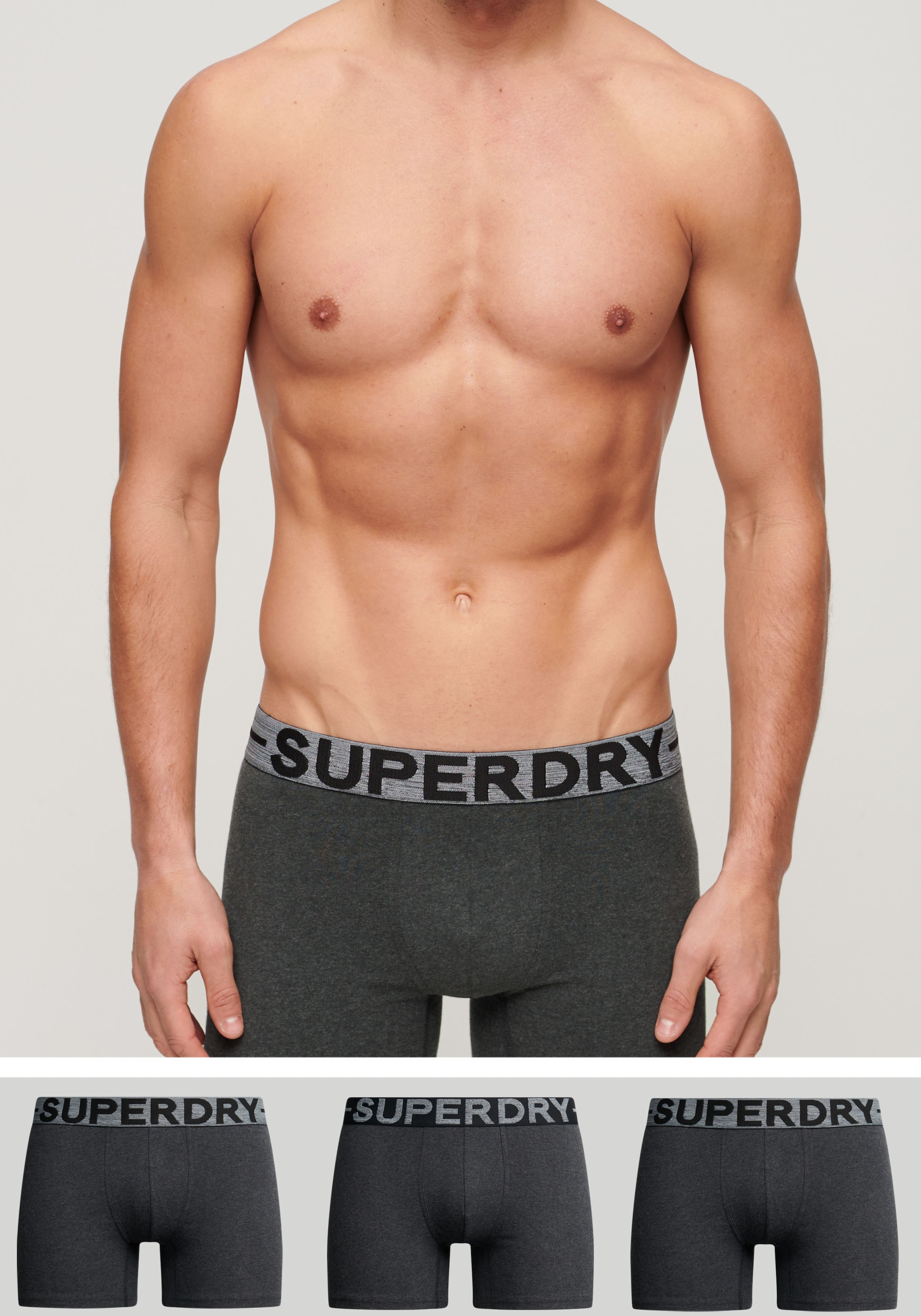 Superdry 3-er Set Boxer Briefs Schwarz & Grau günstig online kaufen