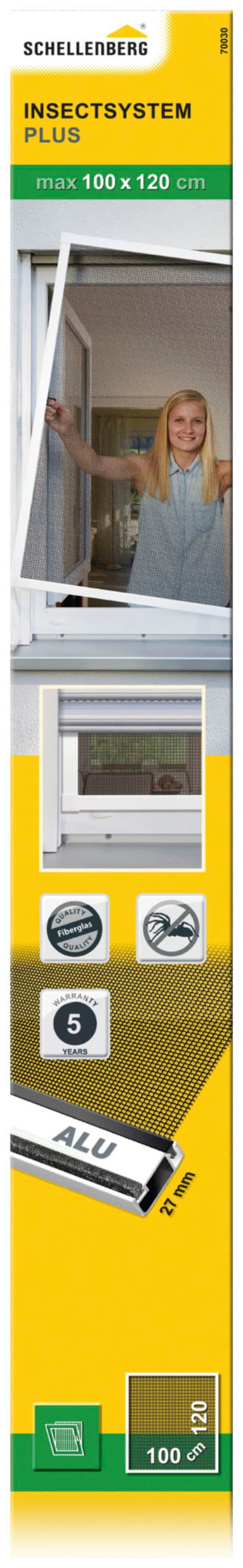 SCHELLENBERG Insektenschutz-Fensterrahmen »Fliegengitter Fenster Plus«, aus Aluminium, 100 x 120 cm, weiß, 70030