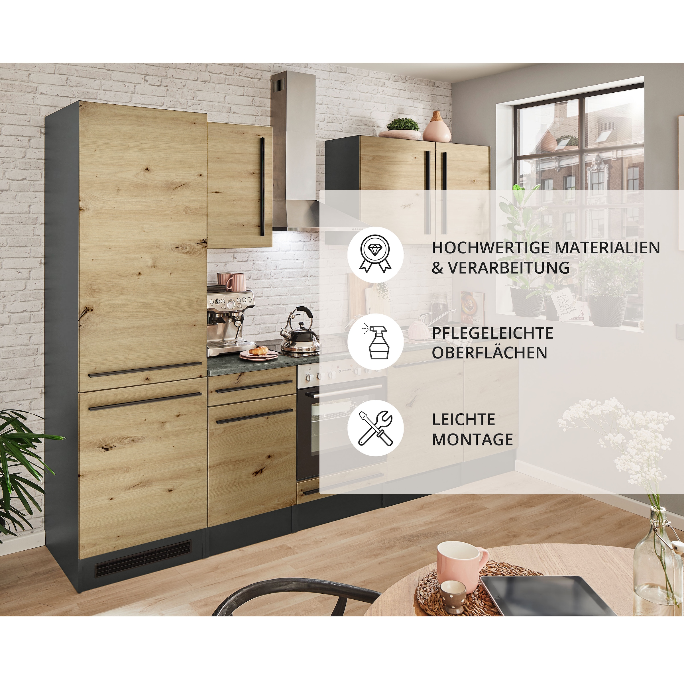 BASIC by Balculina Küchenzeile »Jazz« Breite 280 cm, wahlweise mit E-Geräten