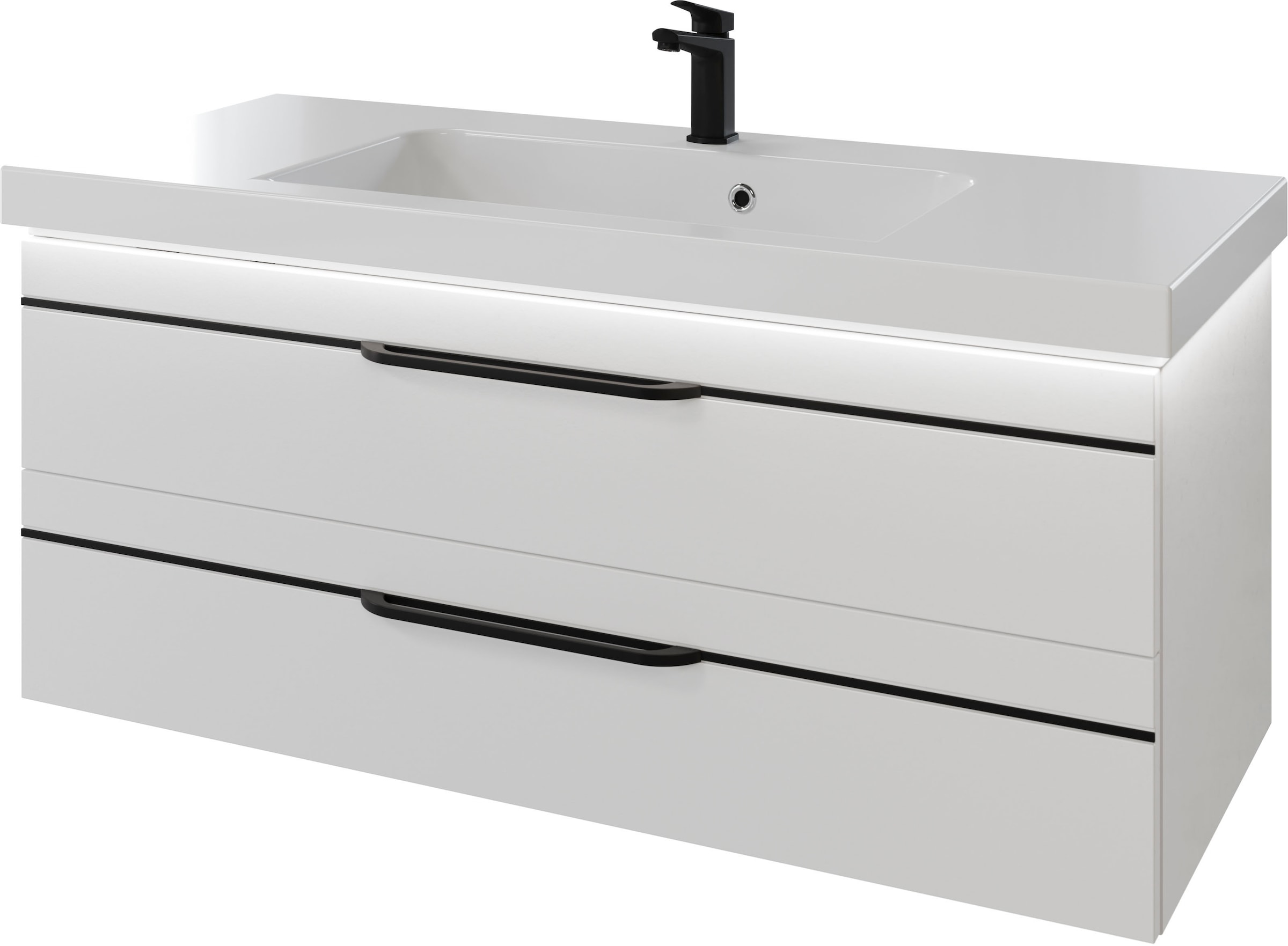 Saphir Waschtisch "Serie Balto Mineralmarmor-Waschtisch mit Unterschrank, 123 cm breit" 2 Stk. tlg. Waschplatz mit 2 Schubladen, Badschrank in verschiedenen Ausführungen