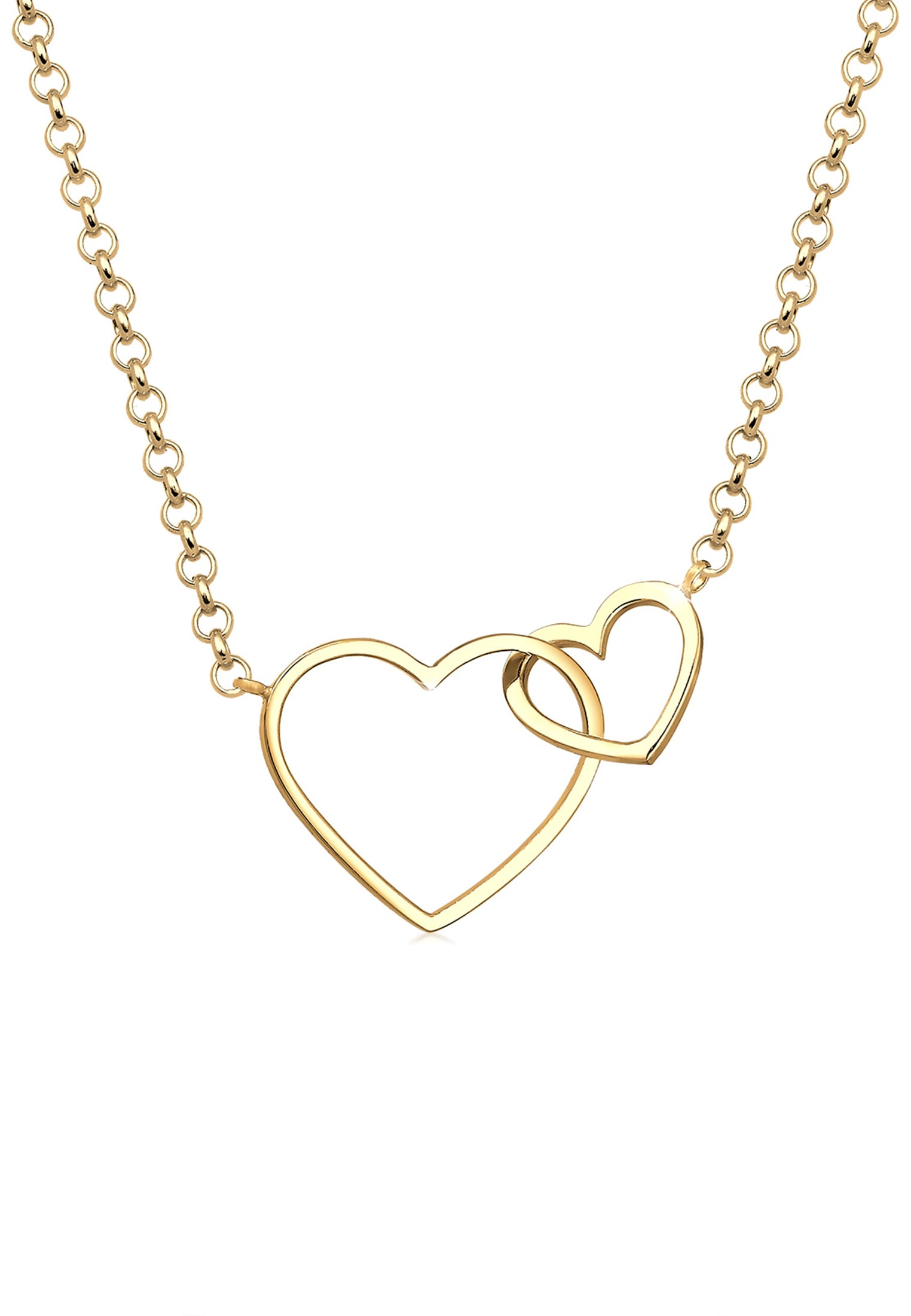 "Kette mit Anhänger ELLI ""Halskette Herz Unendlichkeit Liebe 925 Silber"" Gr. 55, gold, Halsketten, Damen, 55, ohne Stein, Silber 925