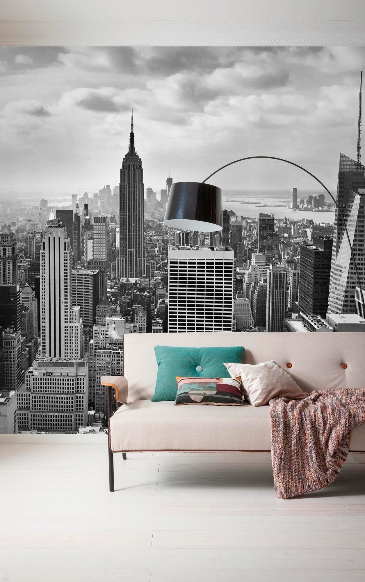 Komar Vliestapete »Digitaldruck Vlies - NYC Black and White - Größe 300 x 250 cm«, bedruckt, Wohnzimmer, Schlafzimmer