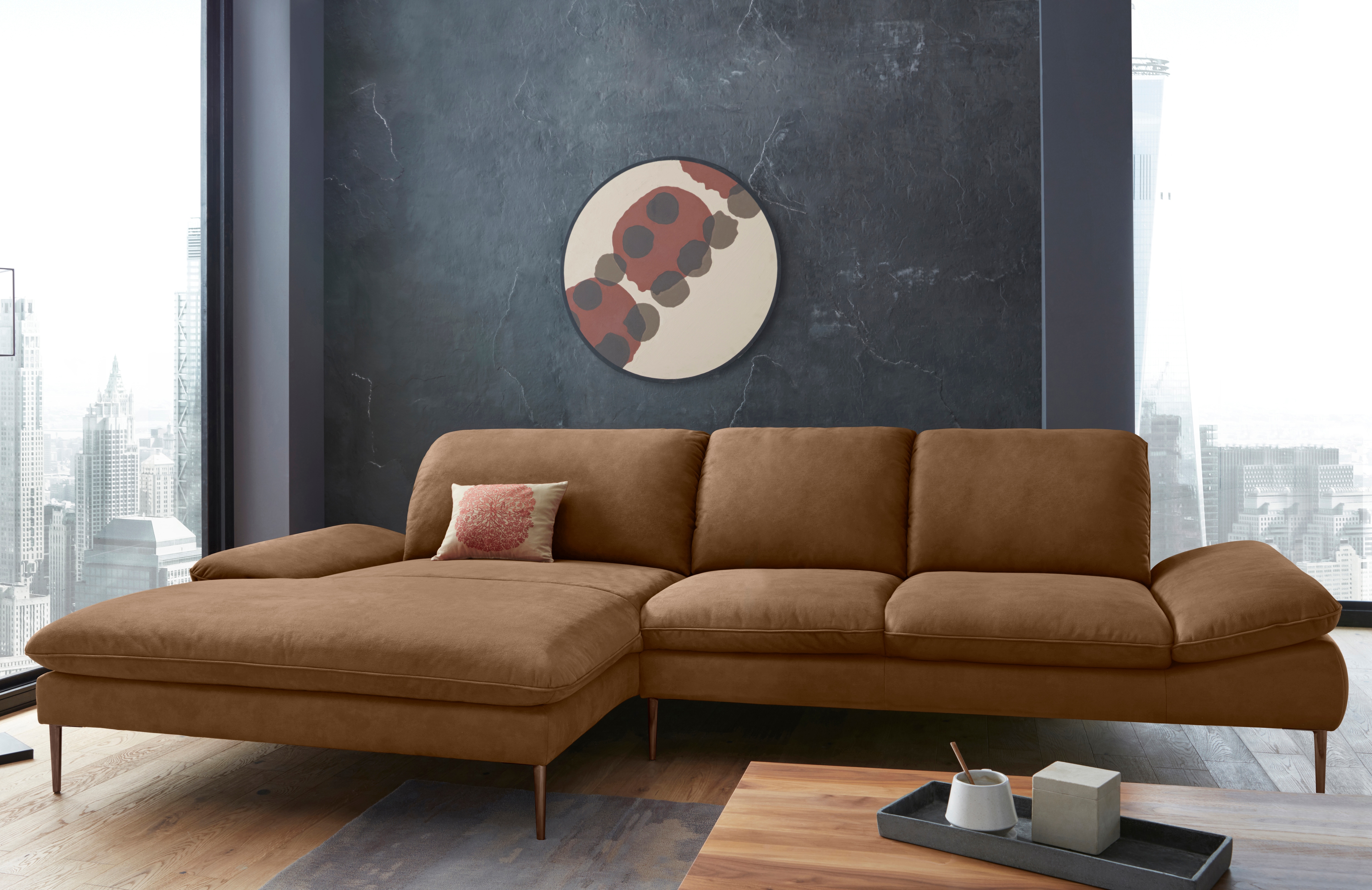W.SCHILLIG Ecksofa "enjoy&MORE, Designsofa, bequem, elegant und zeitlos, L-Form" Sitztiefenverstellung, Füße bronze pulverbeschichtet, Breite 340 cm