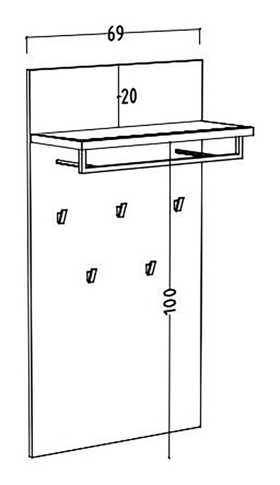 Mäusbacher Garderobenpaneel »Nova Garderobe« mit Kleiderstange und Hutablage BHT 69x123x28 cm