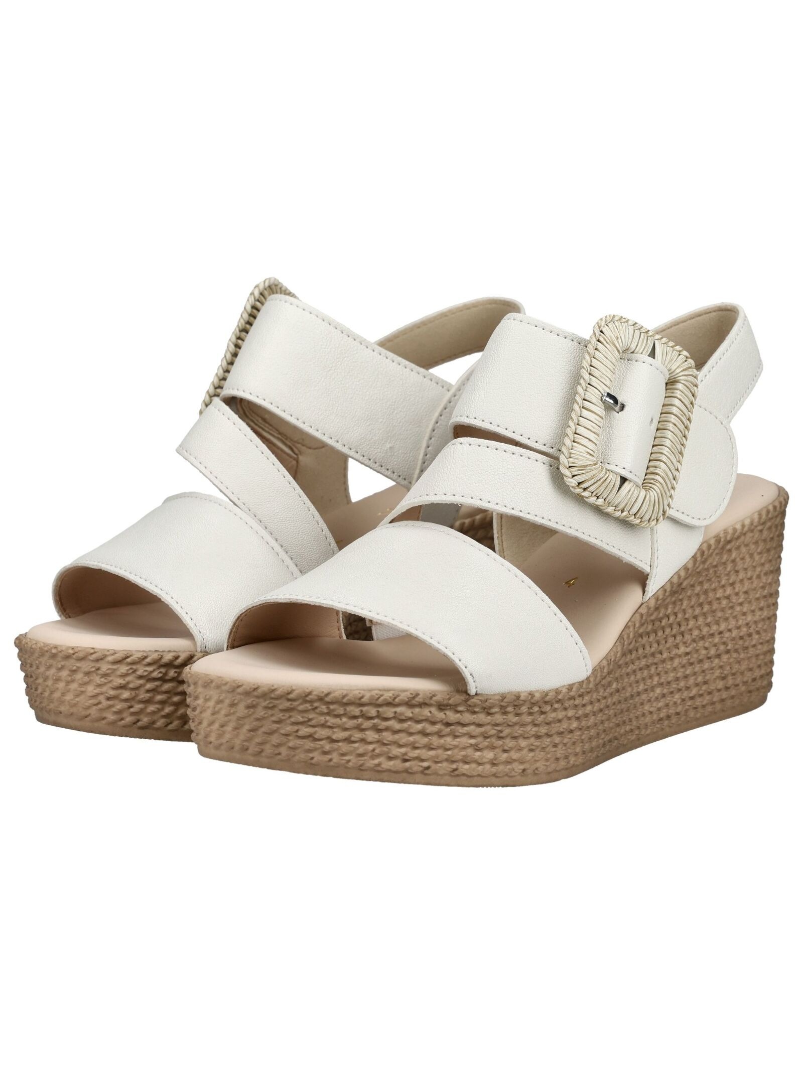 Keilsandalette GABOR "Gabor Sandalen Glattleder", Damen, Gr. 39, weiß, Glattleder, Schuhe 8
