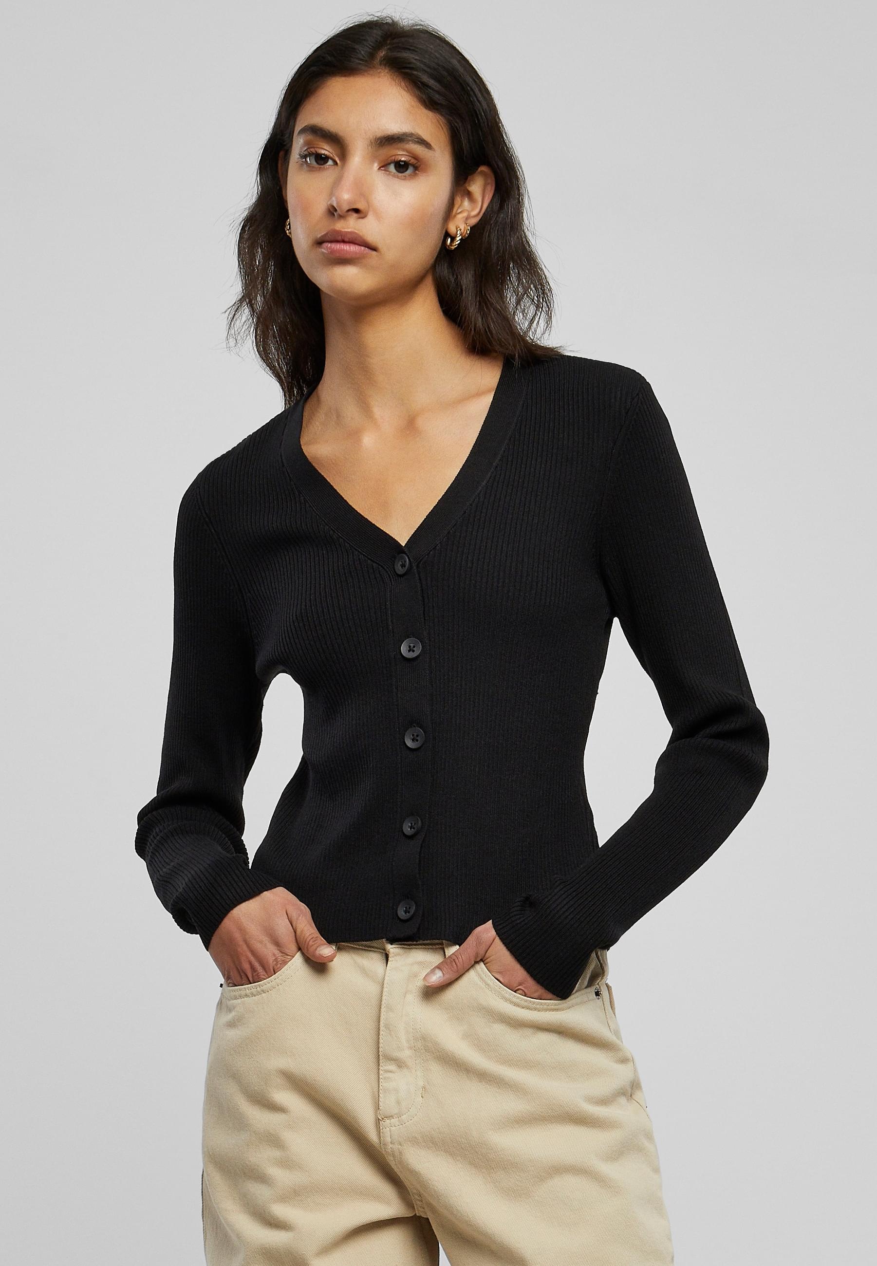 URBAN CLASSICS Strickjacke »Urban Classics Damen Ladies Short Rib Knit Cardigan«