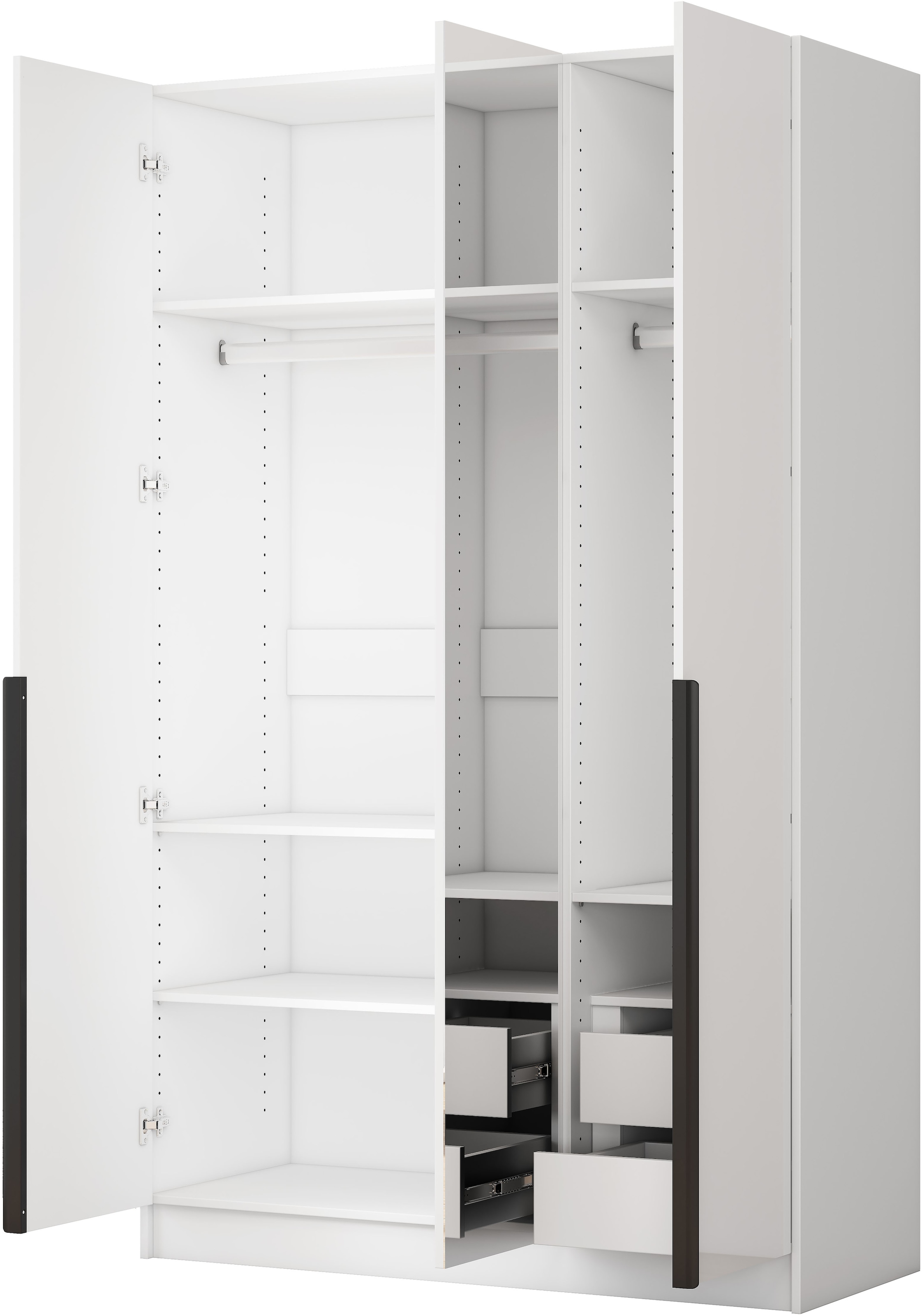 OTTO home Kleiderschrank »Annor Schlafzimmerschrank Breite 122cm hochglanz Schrank Garderobe« Drehtürenschrank mit perfekter Innenausstattung - elegante Türgriffe