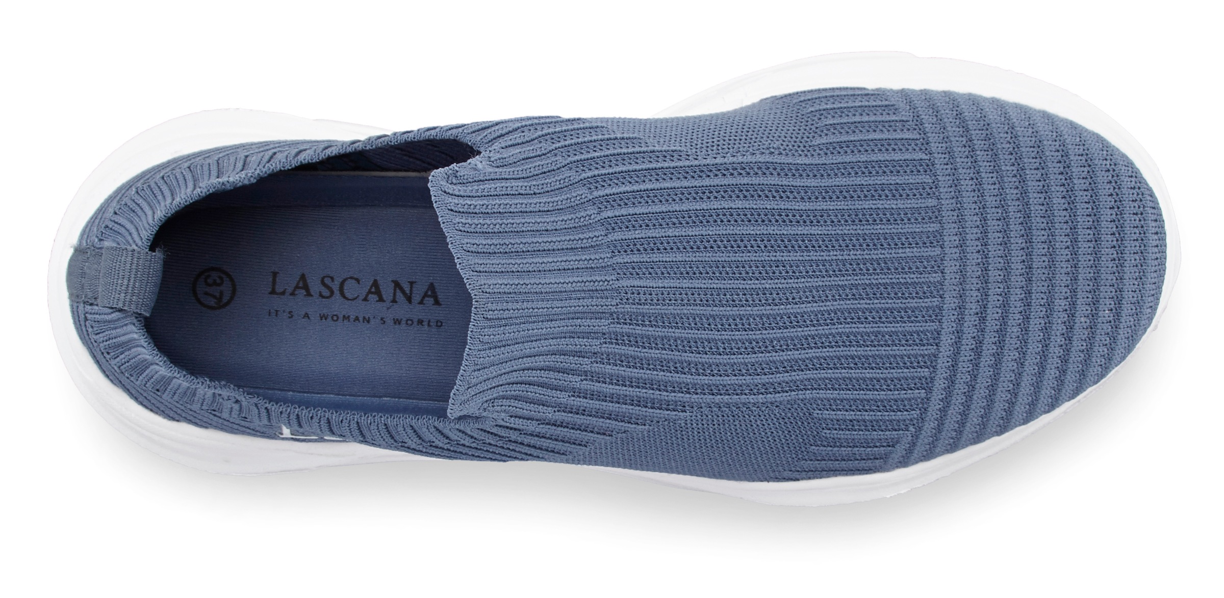 Sneaker LASCANA "Slip-On-Sneaker", Damen, Gr. 37, blau, Obermaterial: 100% Textilmaterial. Decksohle: 100% Textilmaterial. Futter: 100% Textilmaterial. Laufsohle: 100% Synthetik, unifarben, Basic, Schuhe Sneaker, Halbschuh, Slipper, Freizeitschuh zum Rein 2