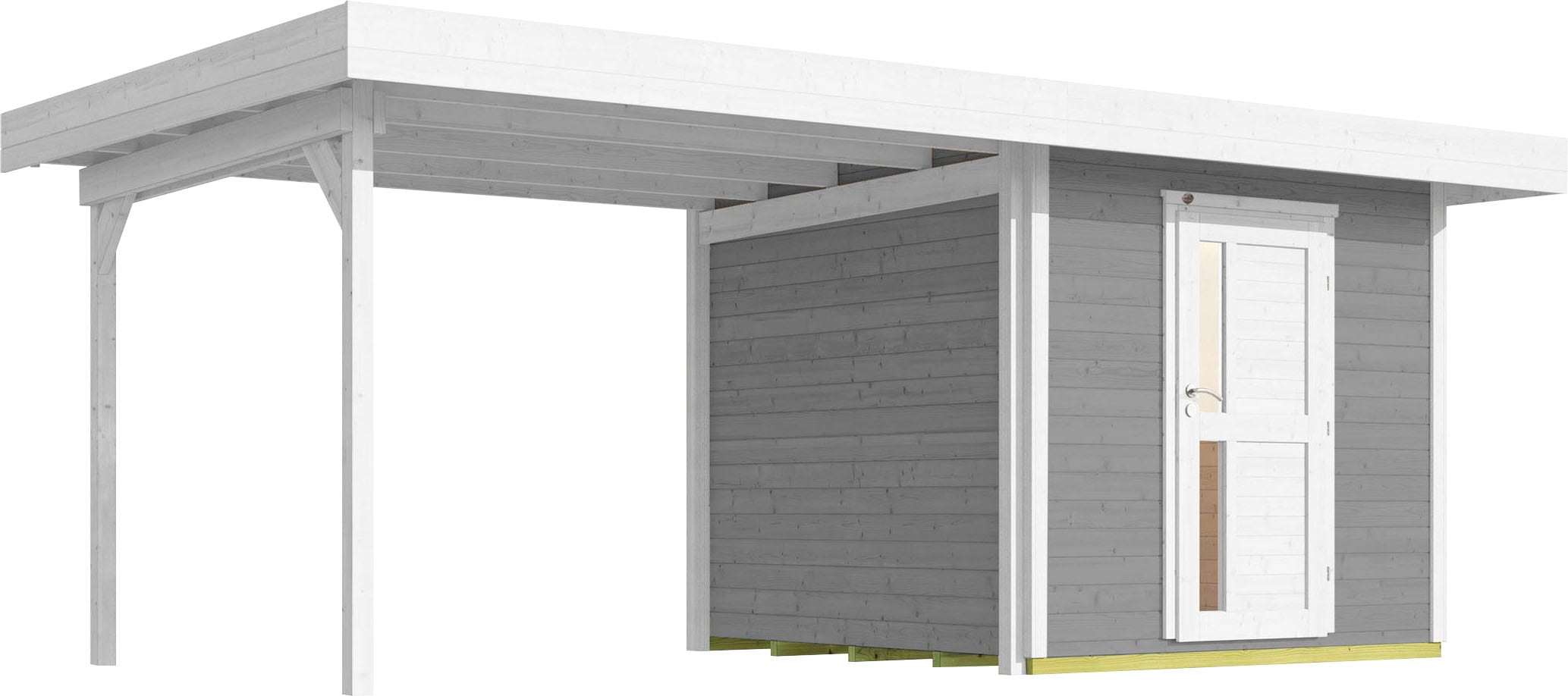Gartenhaus WEKA, grau, Massivholz, Gartenhäuser, "Designhaus 172 B", mit Anbaudach