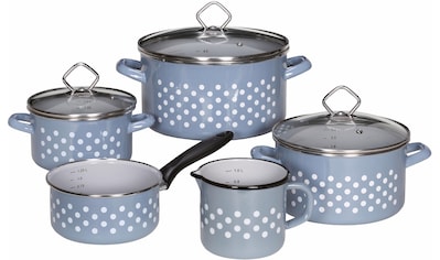 Topf-Set »Dresden«, Emaille, (Set, 9 tlg., je 1 Fleischtopf 16/20/24 cm, 1 Stieltopf...