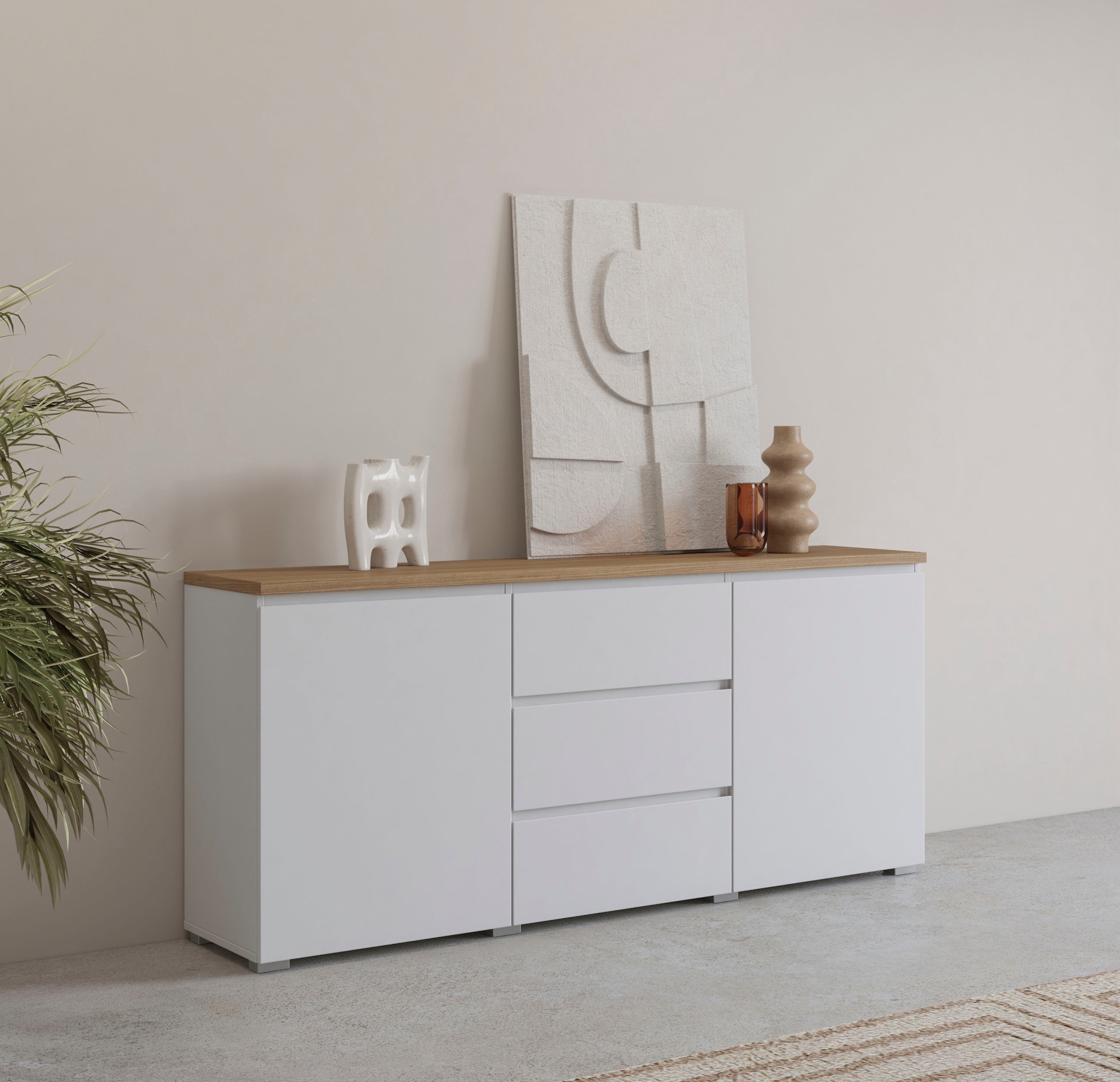 INOSIGN Sideboard "Modo, Breite 150 cm, moderne grifflose Kommode 2Türen/3 günstig online kaufen