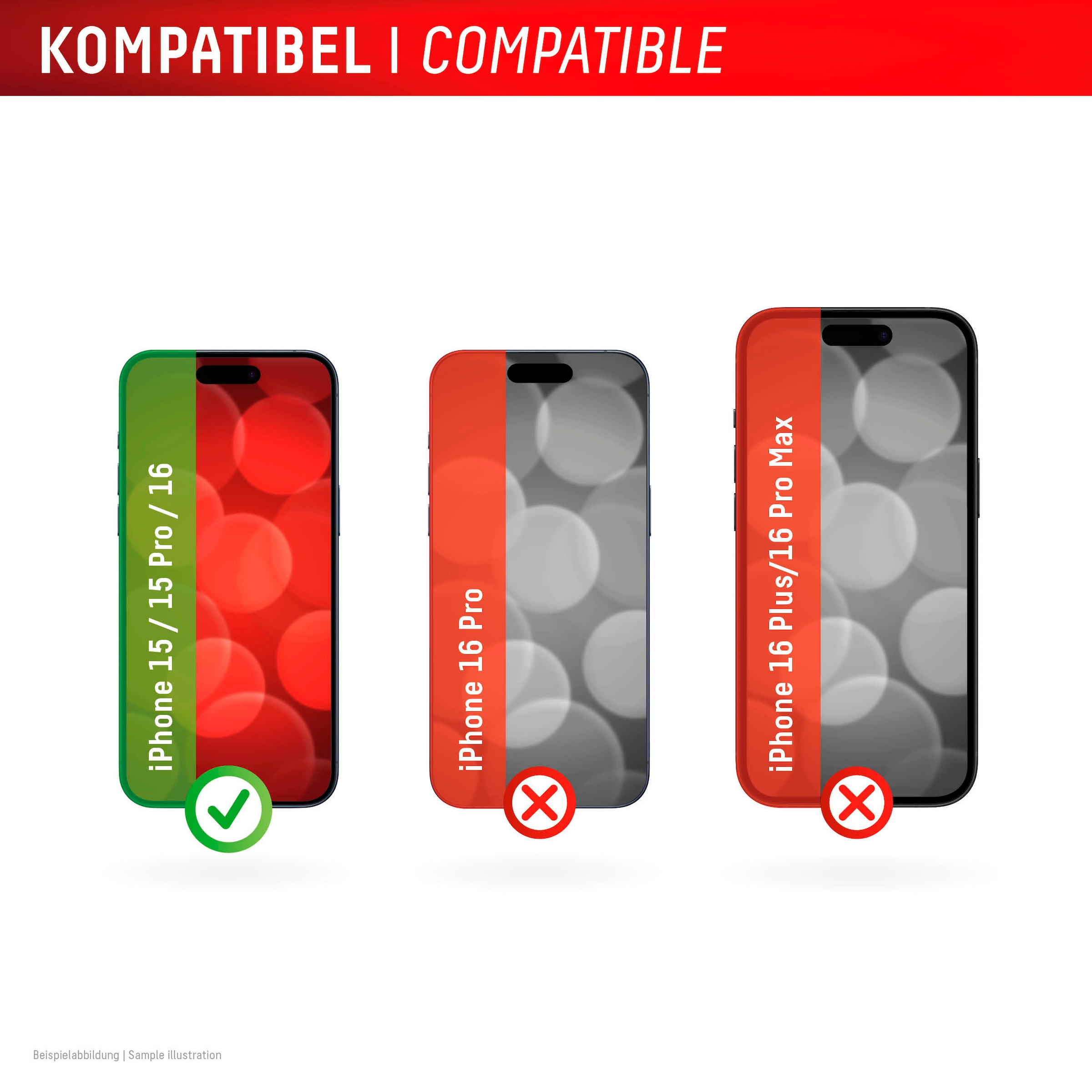 Displex Displayschutzglas »Real Glass Screen Protection«, für Apple iPhone 16-Apple iPhone 15-Apple iPhone 15 Pro, Displayschutzfolie, Schutzfolie, Bildschirmschutz, kratz- & stoßfest