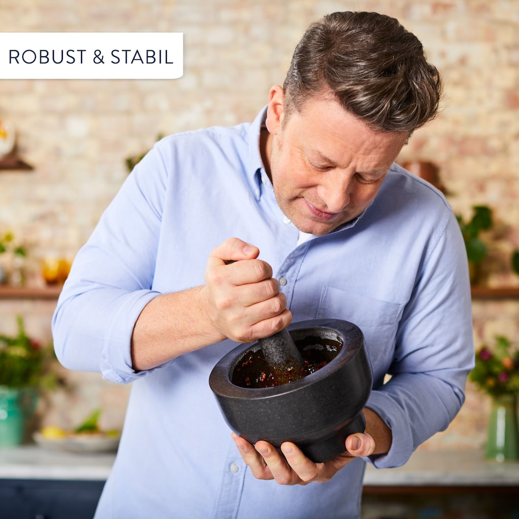 Tefal Mörser »Jamie Oliver by Tefal«, (2 tlg.), einfache Reinigung, robust, für nasse und trockene Zutaten, Granit