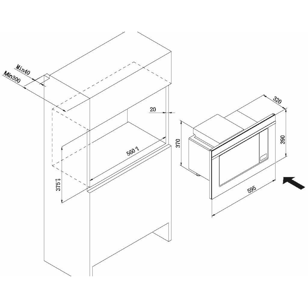 Amica Einbau-Mikrowelle »EMW 13170 S«, Grill-Mikrowelle, 1200 W