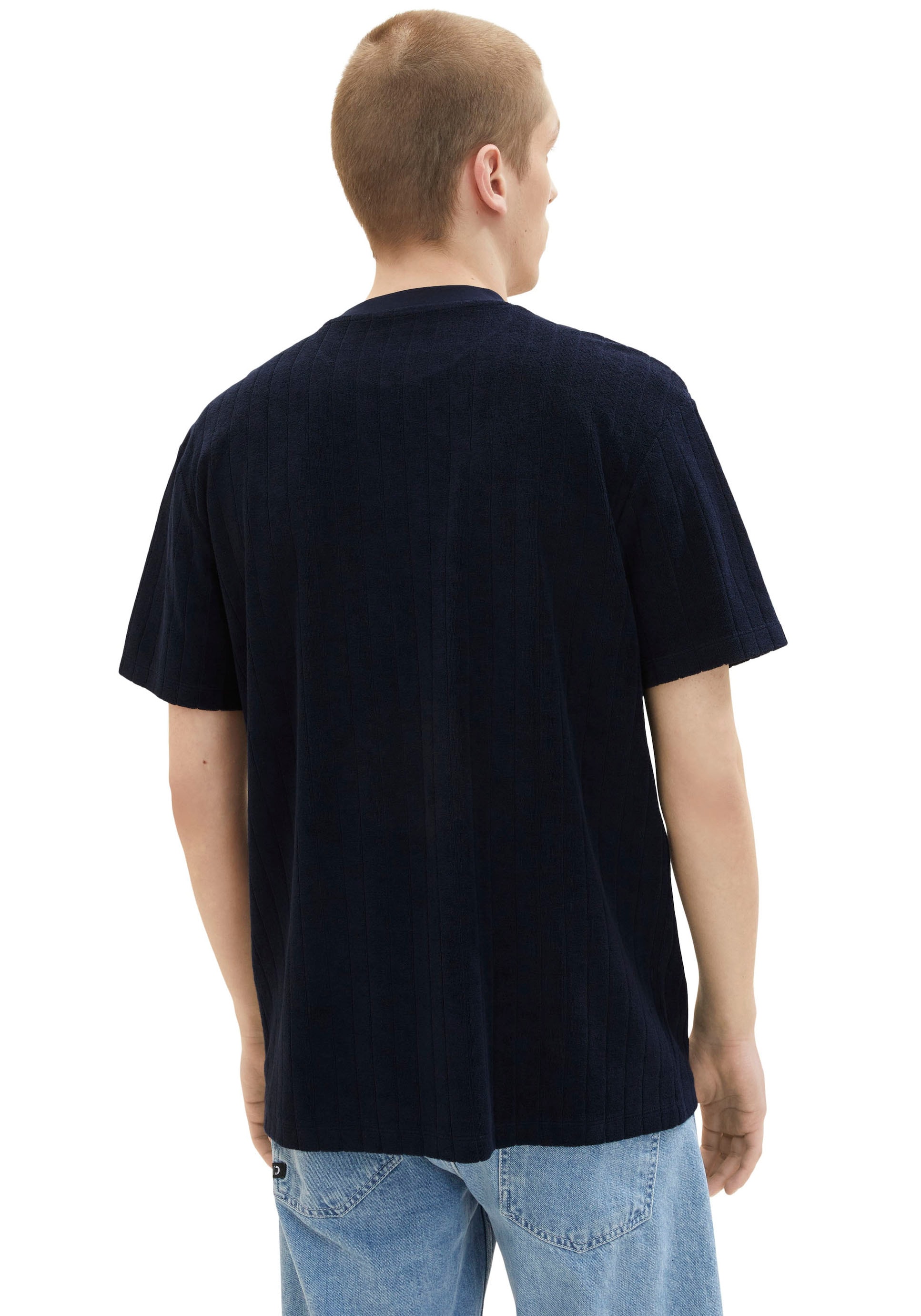 T-Shirt, TOM strukturierter Sweatware ▷ Denim TAILOR BAUR aus kaufen |