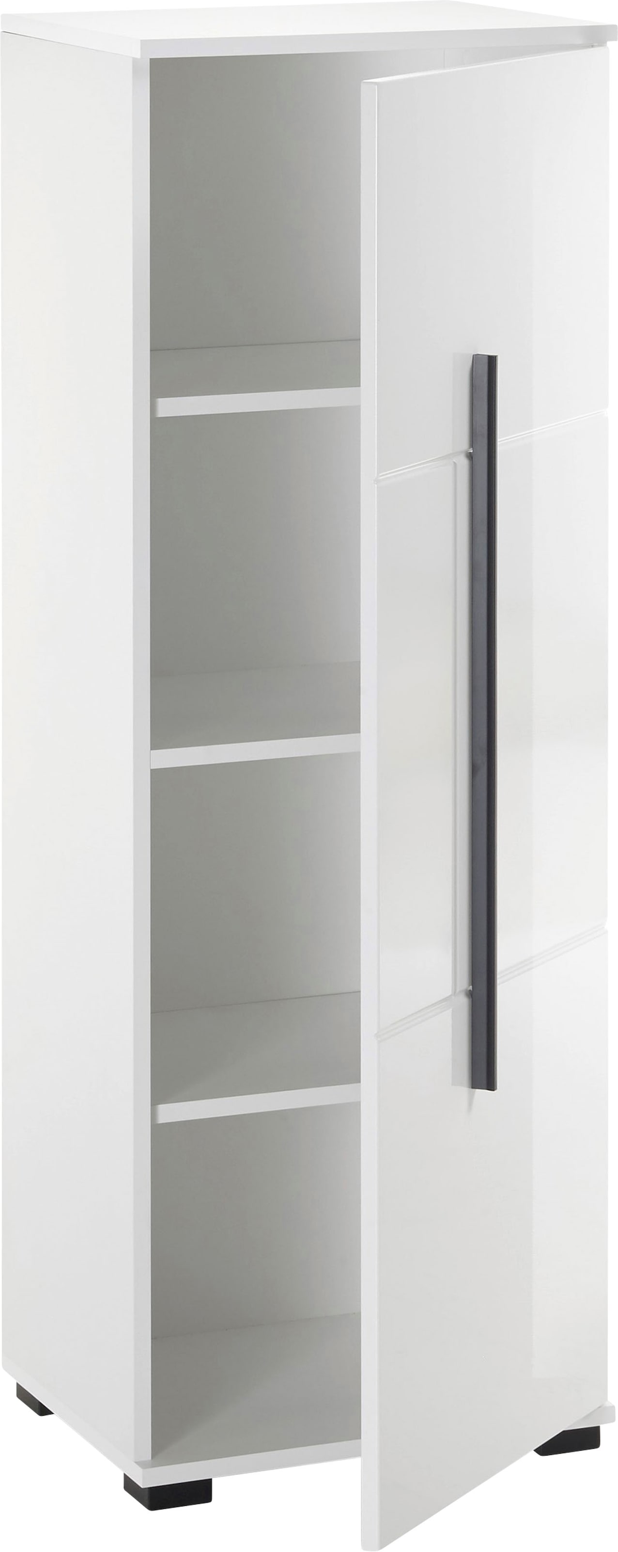 INOSIGN Midischrank »Cantara, Badschrank in Hochglanz Weiß, Schrank im modernen Design«, mit schwarzen Griffen, ausreichend Stauraum