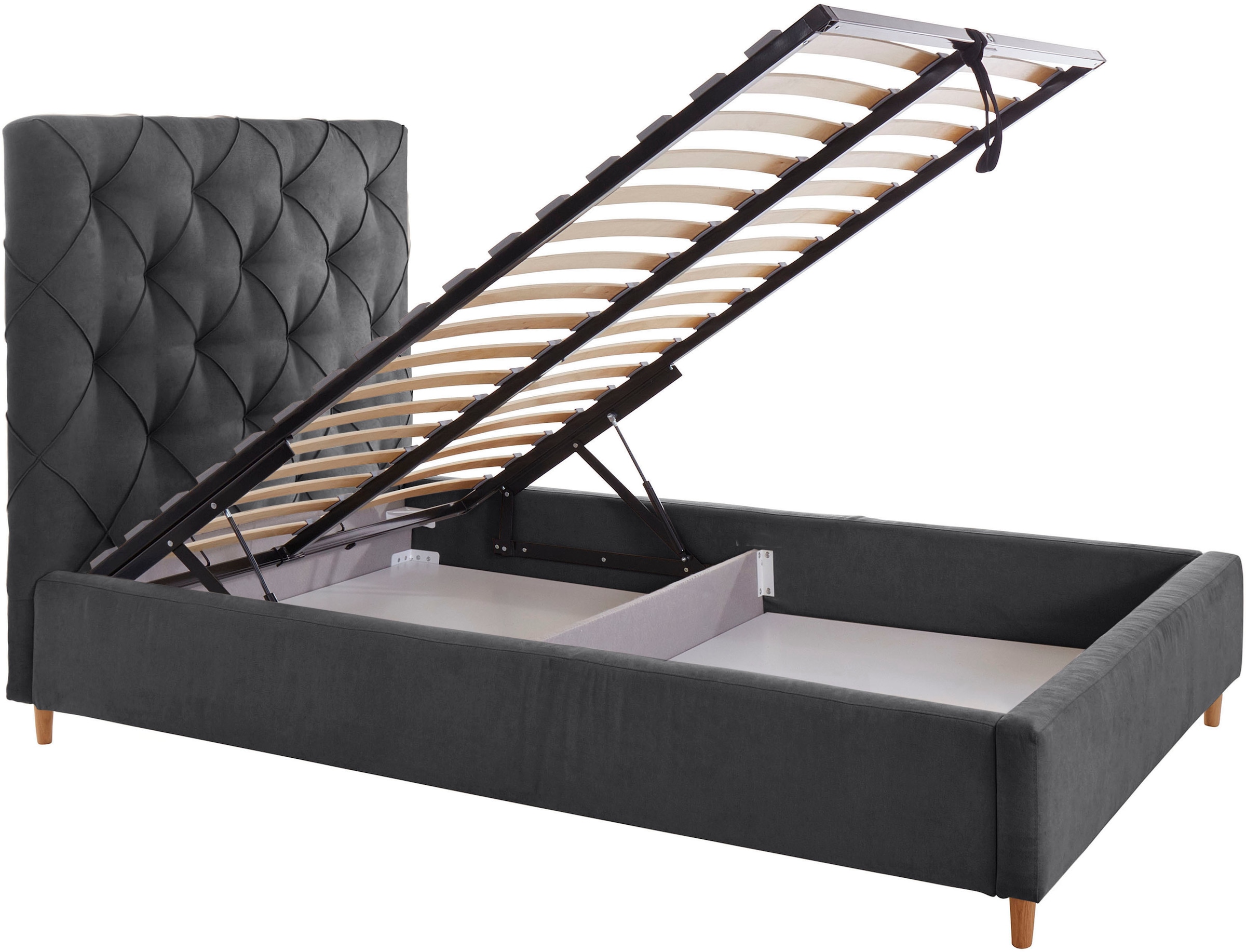 Leonique Polsterbett »Louanne« mit schöner Knopfheftung im Rückenteil, inkl. Bettkasten