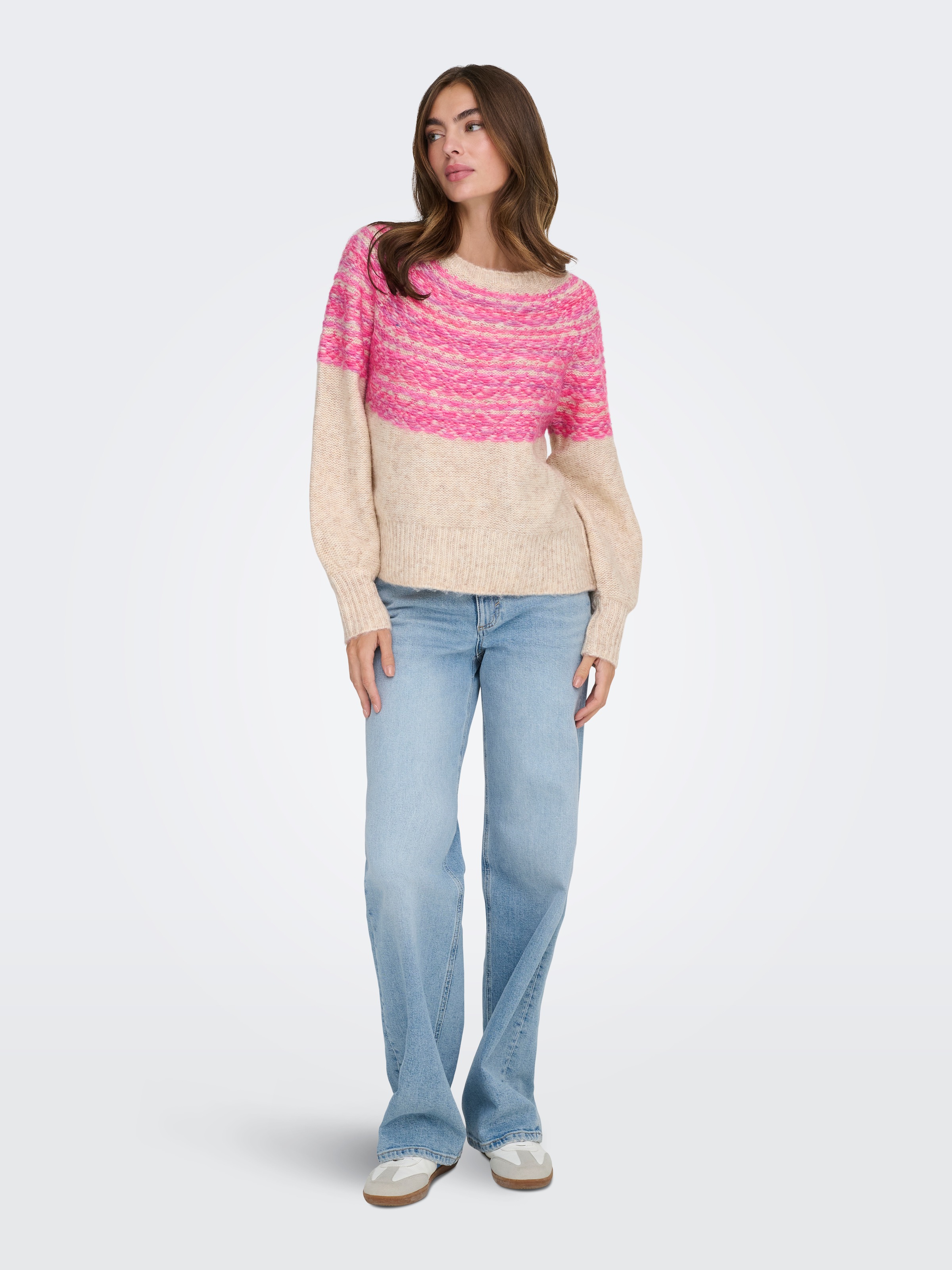ONLY Onlsidona Life LS JQ O-Neck Knit Sweater Pink Size L 3