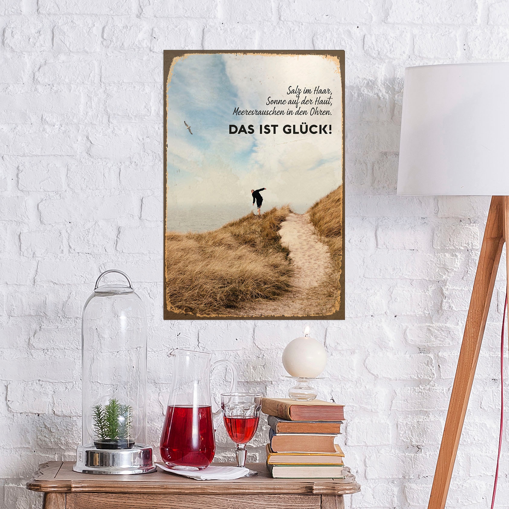 queence Metallbild "Meeresglück" Schriftzug  Schriftzüge  Strand 1 Stk. tlg günstig online kaufen