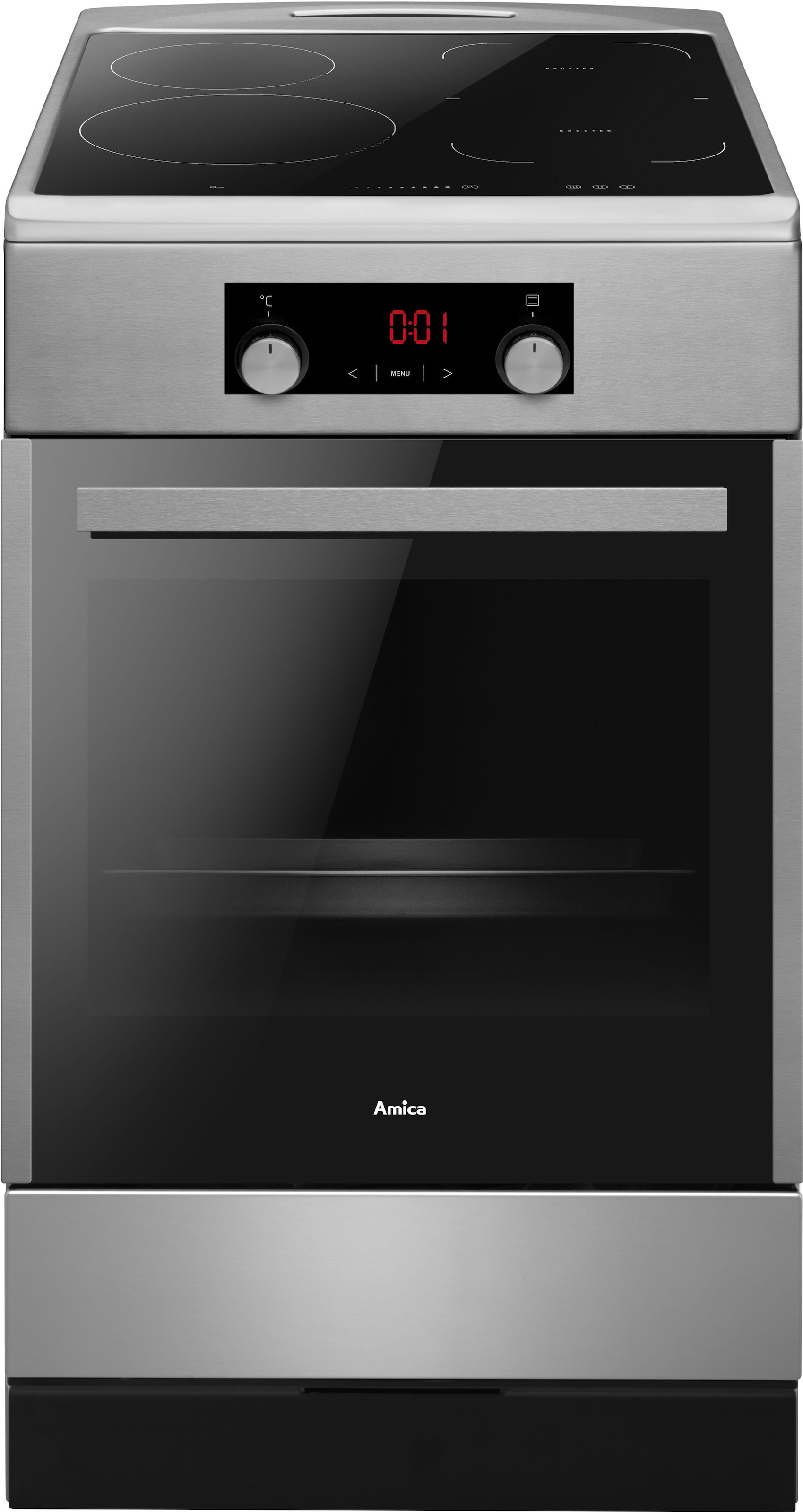 AMICA Induktions-Standherd "SHI 905 150", silber, Herdsets, Komfortables Kochen und Backen mit moderner und einfacher Handhabung