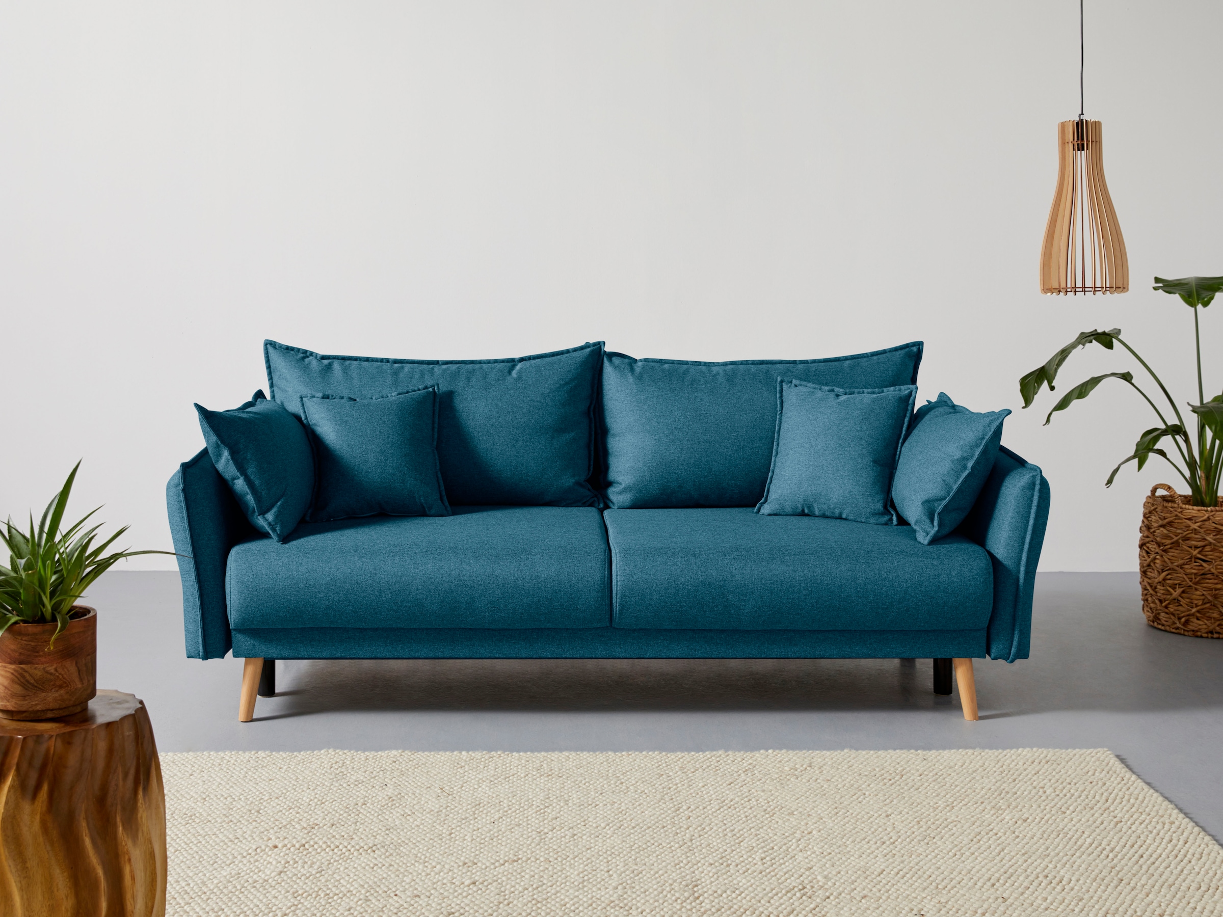 Home affaire 1100000002199 "Granbo, B: 228 cm, Liegel. 145x192 cm" Schlaffunktion, Bettkasten, Taschen & 4 Zierkissen, Federkern