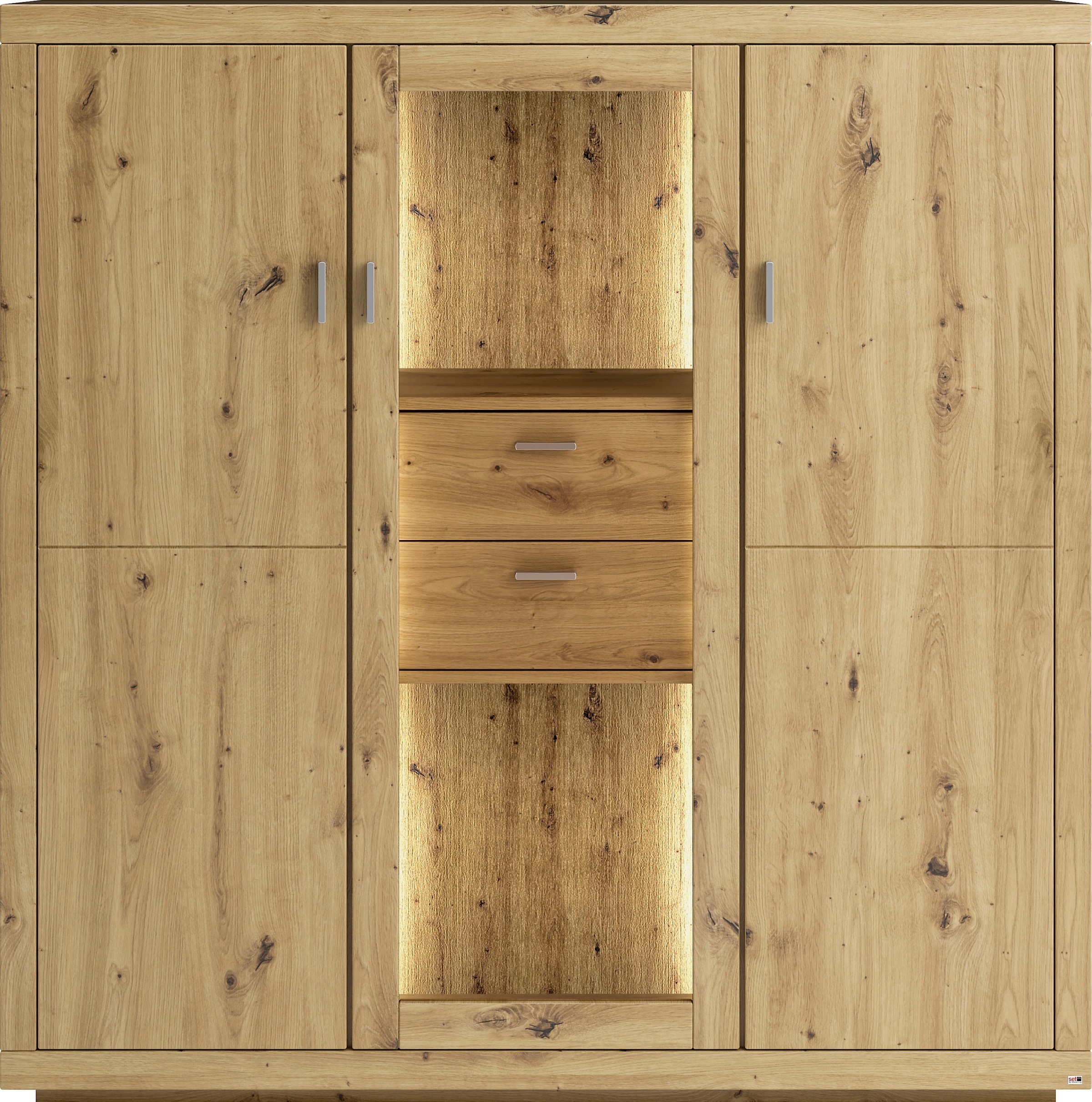 set one by Musterring Highboard mit Tür cm, Maße Glasausschnitt »Chandler«, (BxHxT) 140 BAUR 142,2 | x x 37,9