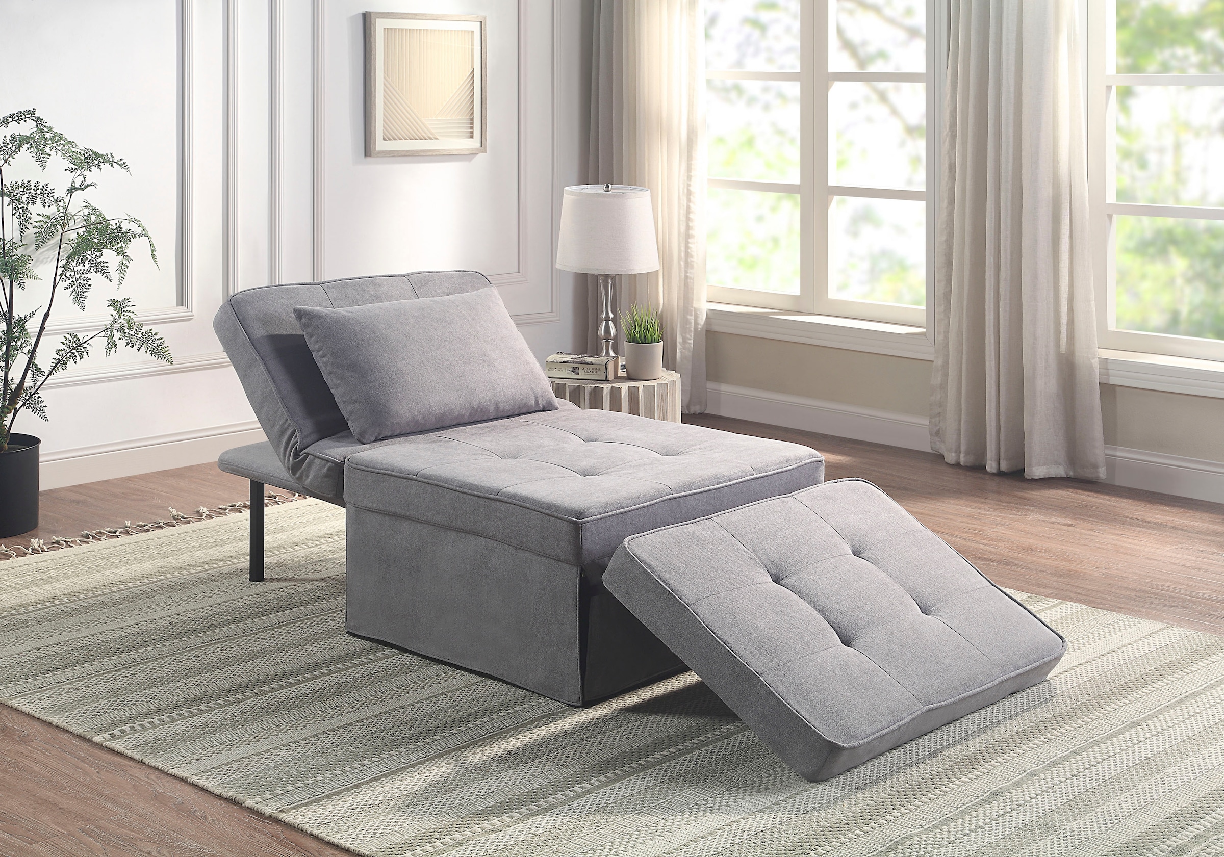 ATLANTIC home collection “Finn” sofa bed, convertible into a lounge chair, lounger or guest bed, including pillows