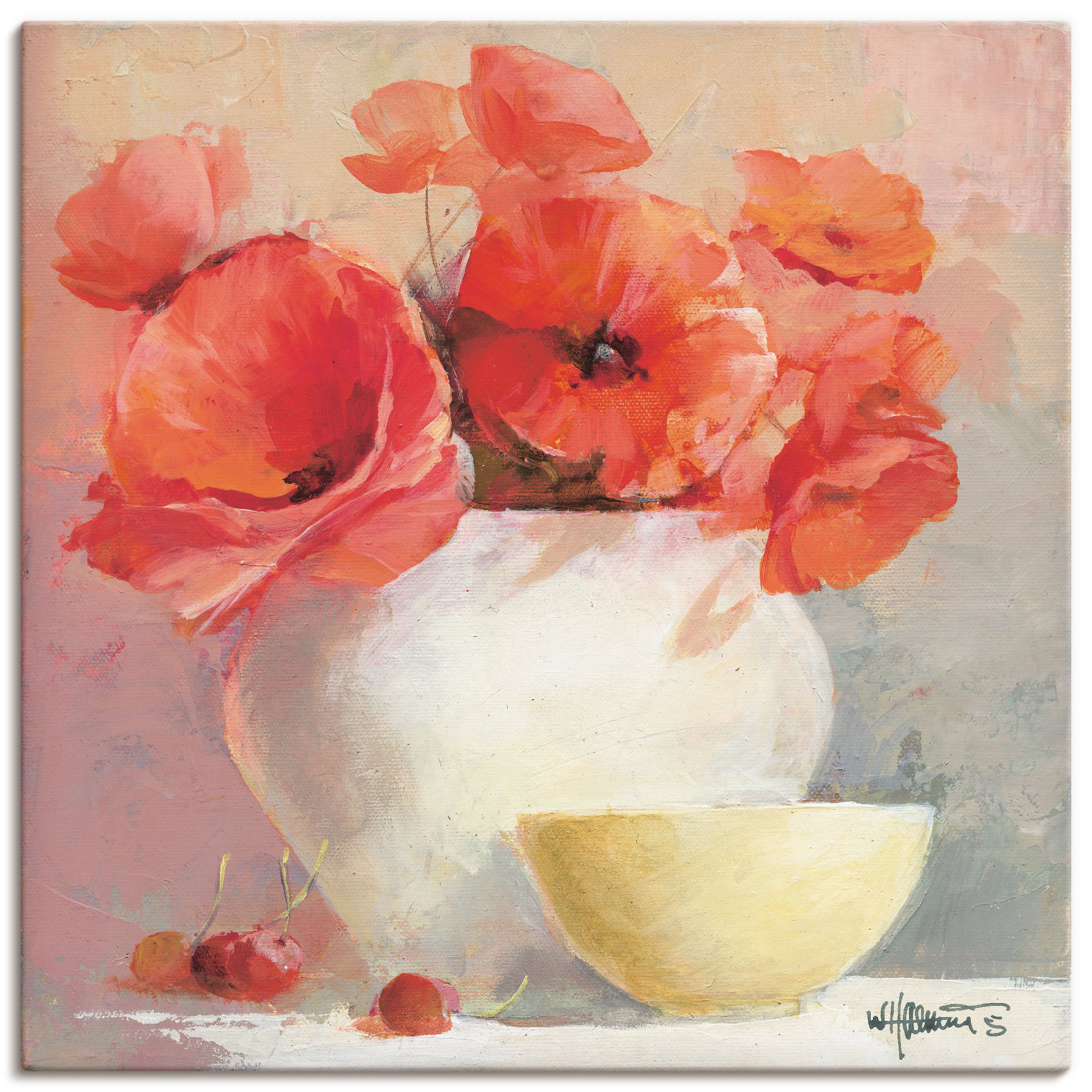 Artland Leinwandbild "Mohn III" Blumen 1 Stk. tlg. auf Holzrahmen gespannt