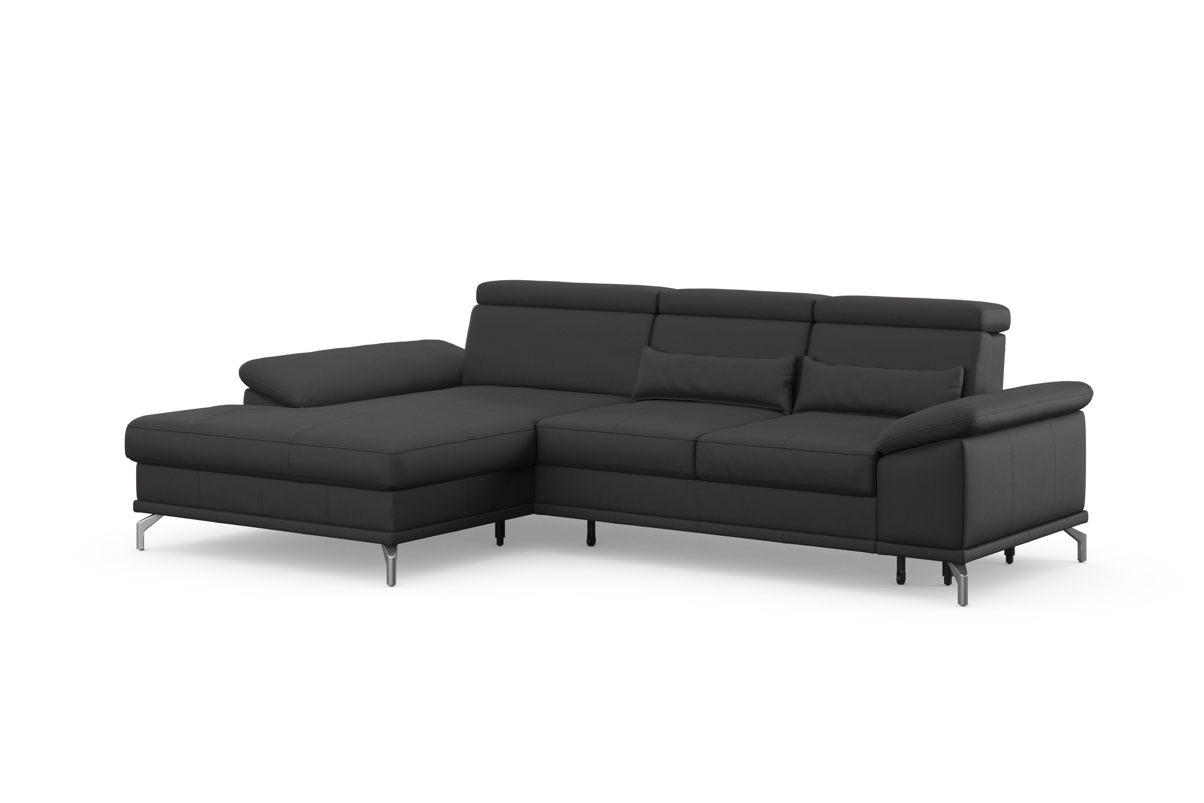 sit&more Ecksofa »Cabrio L-Form, mit Sitztiefenverstellung, Arm- und Kopfteilverstellung«, 2 Nierenkissen, Federkern, optional Bettfunktion und Stauraum