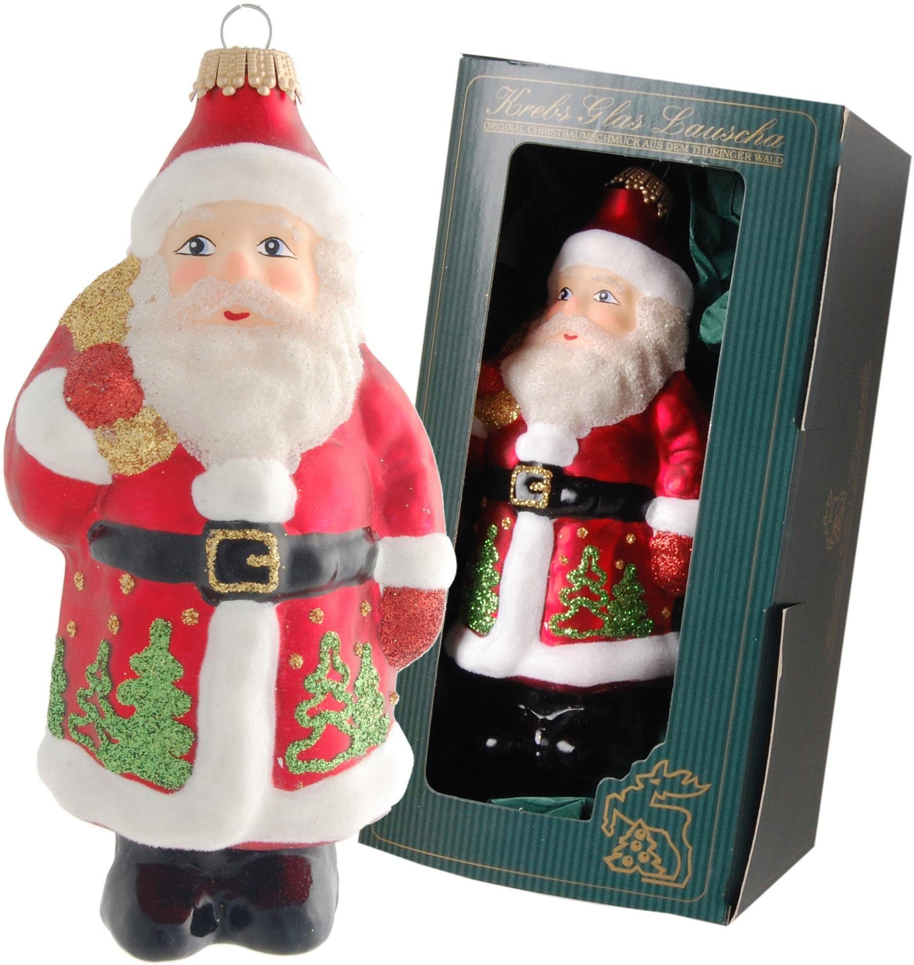 Krebs Glas Lauscha Christbaumschmuck "Santa rot mit Bäumen", (1 tlg.), mundgeblasen