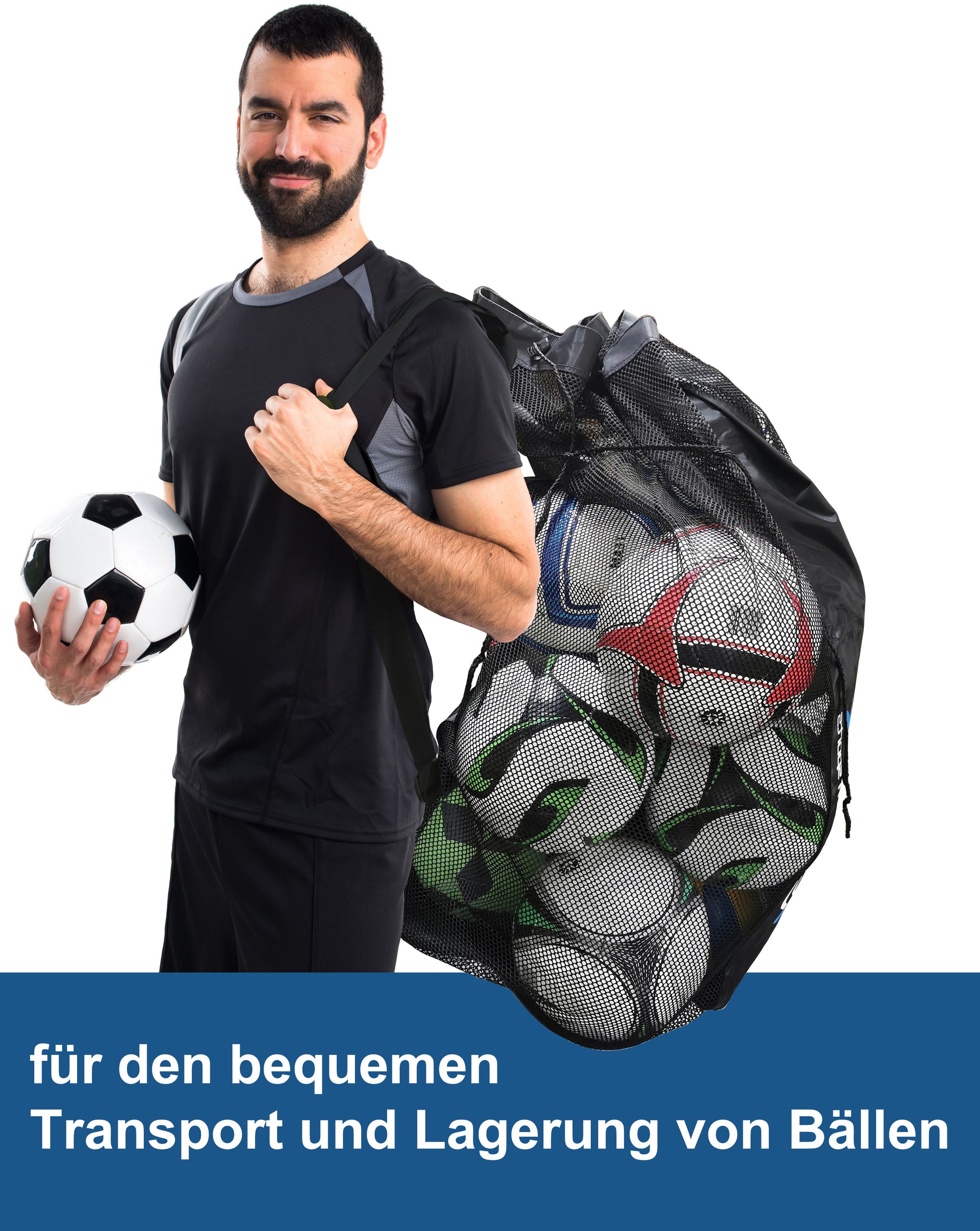 L.A. Sports Balltasche »Multi Sport Profi Ballsack für 10 - 15 Bälle«, Vielseitig nutzbar, verstärkter Boden, wasserfest