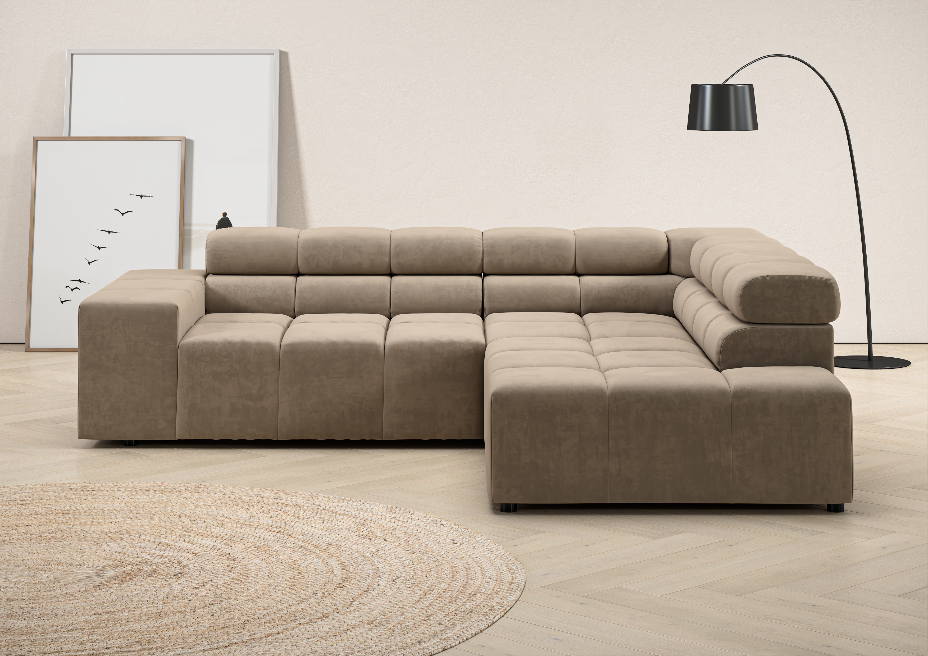 Home affaire Ecksofa "Ancona, Ecksofa, incl. Kopfteilverstellung, Breite 249 cm, L-Form" wahlweise motorische Sitztiefenverstellung, B/T(H: 249/215/70 cm